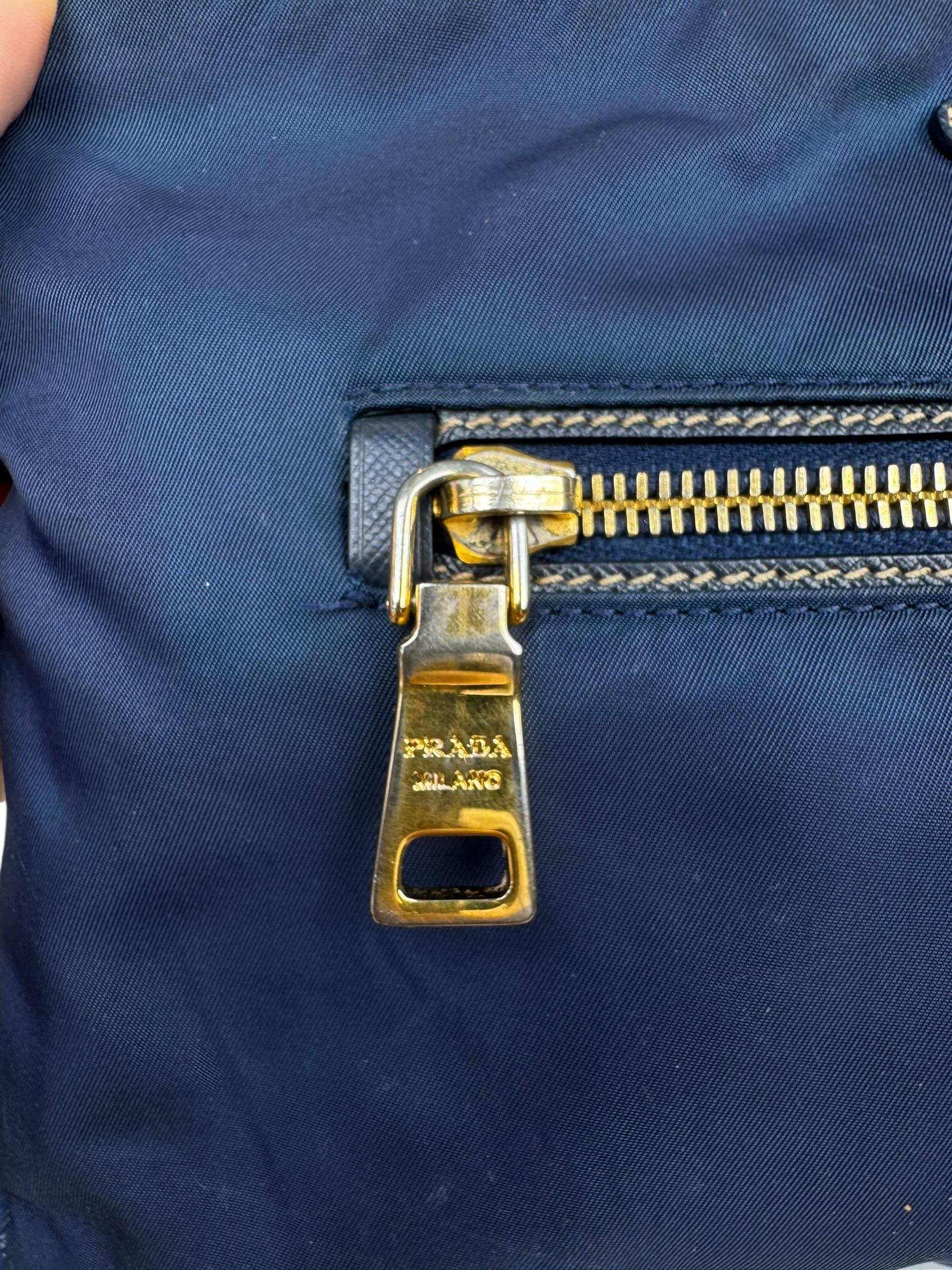 PRADA NAVY NYLON POCHETTE BAG