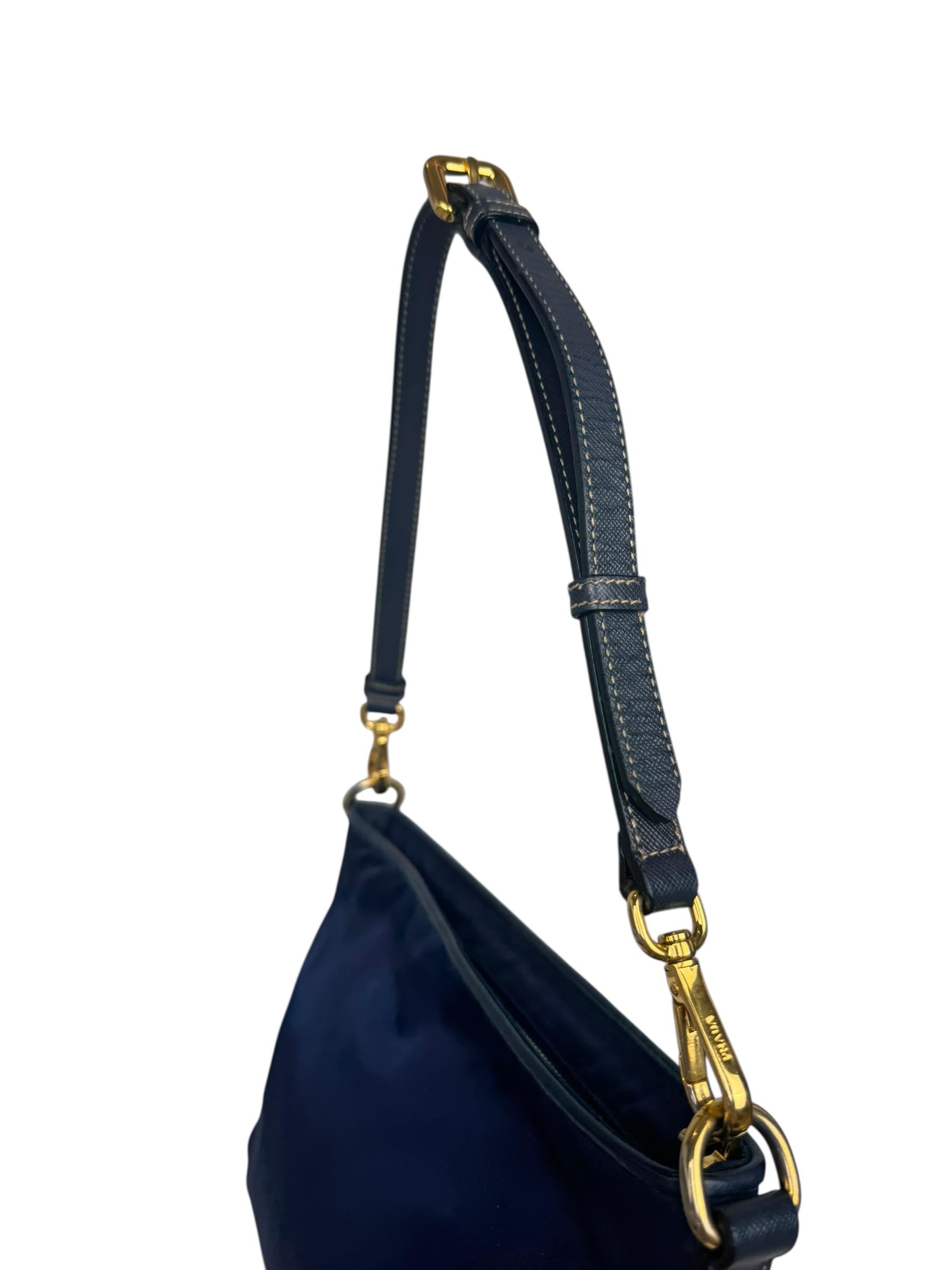 PRADA NAVY NYLON POCHETTE BAG