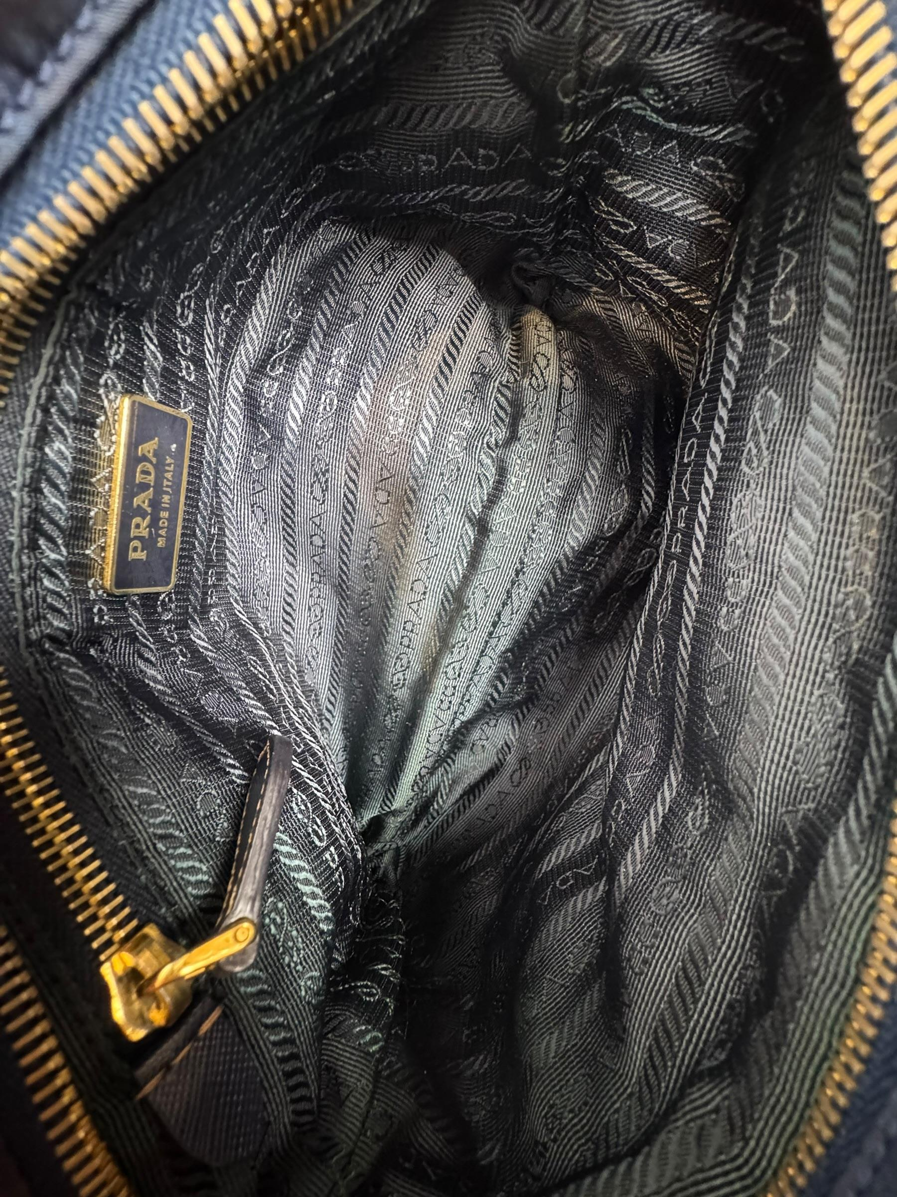 PRADA NAVY NYLON POCHETTE BAG