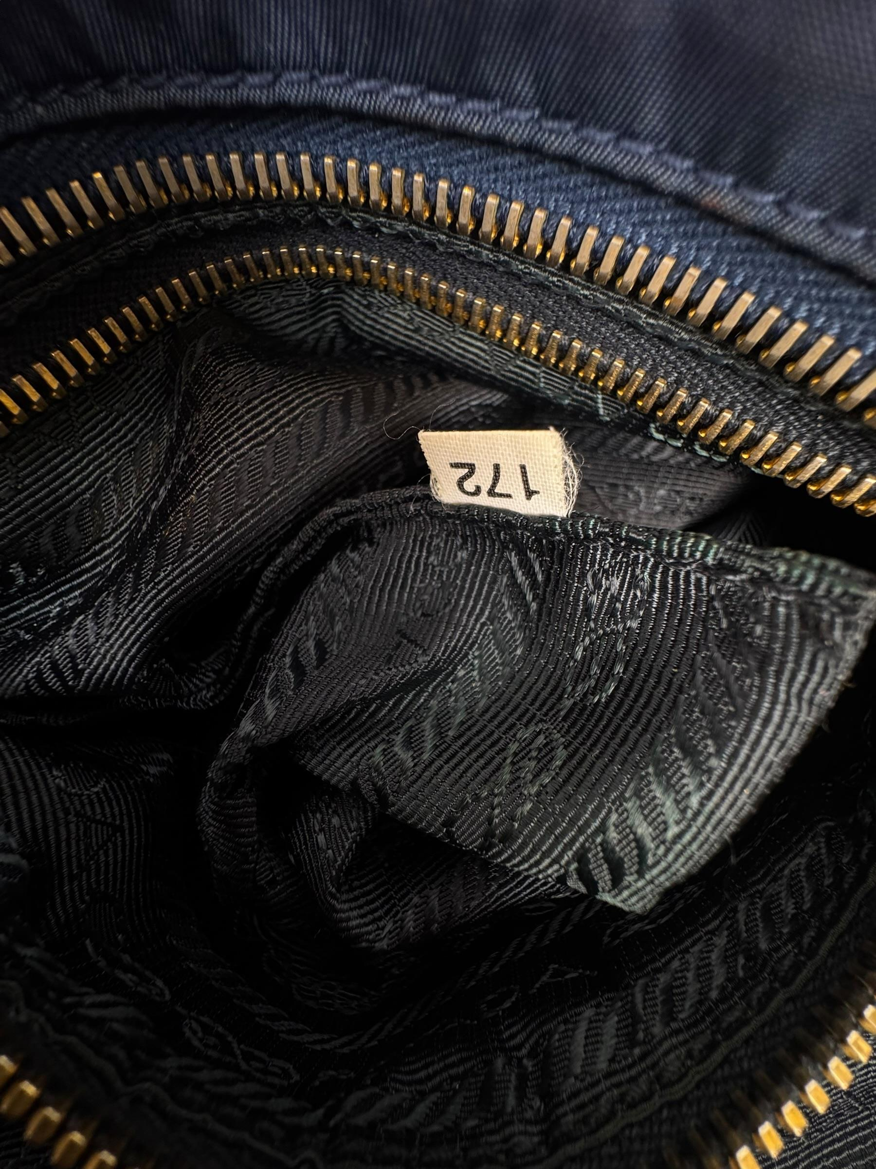 PRADA NAVY NYLON POCHETTE BAG