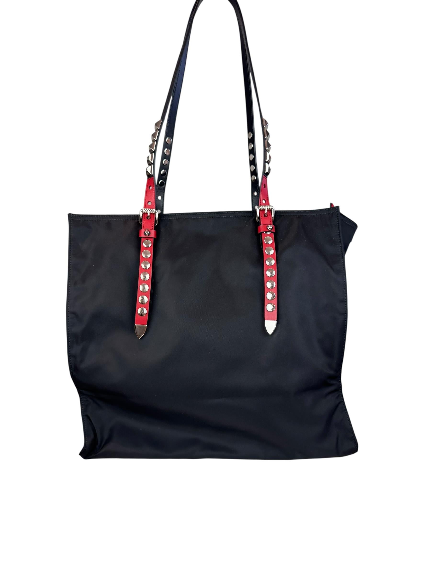 PRADA NEW VELA STUDDED TOTE BAG 