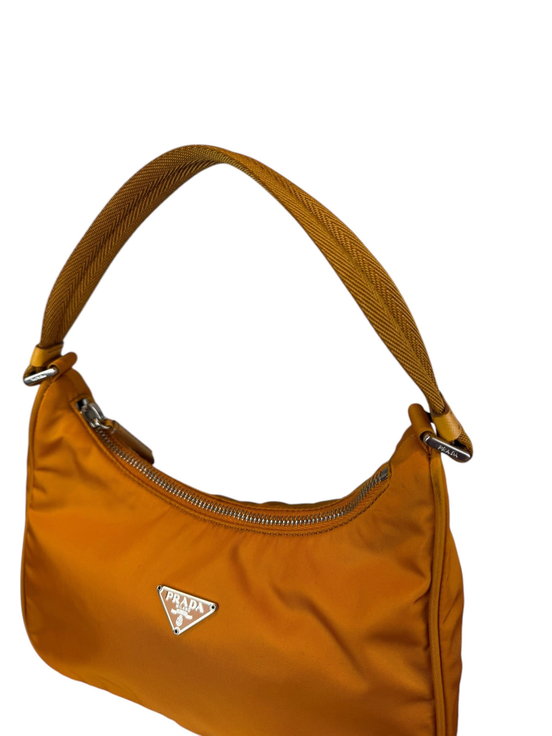 PRADA ORANGE NYLON SHOULDER BAG 