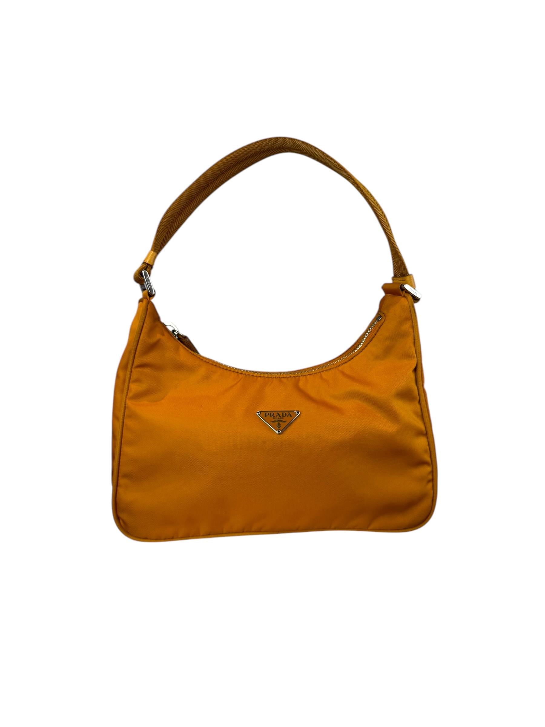 PRADA ORANGE NYLON SHOULDER BAG 