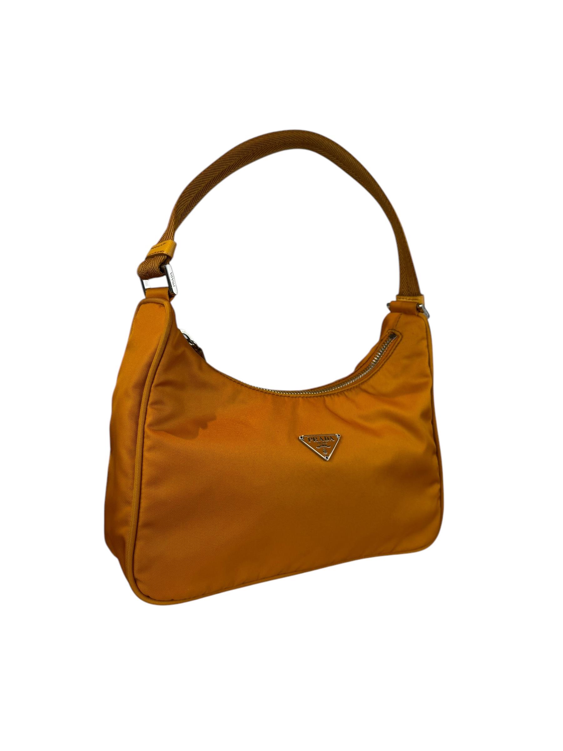 PRADA ORANGE NYLON SHOULDER BAG 