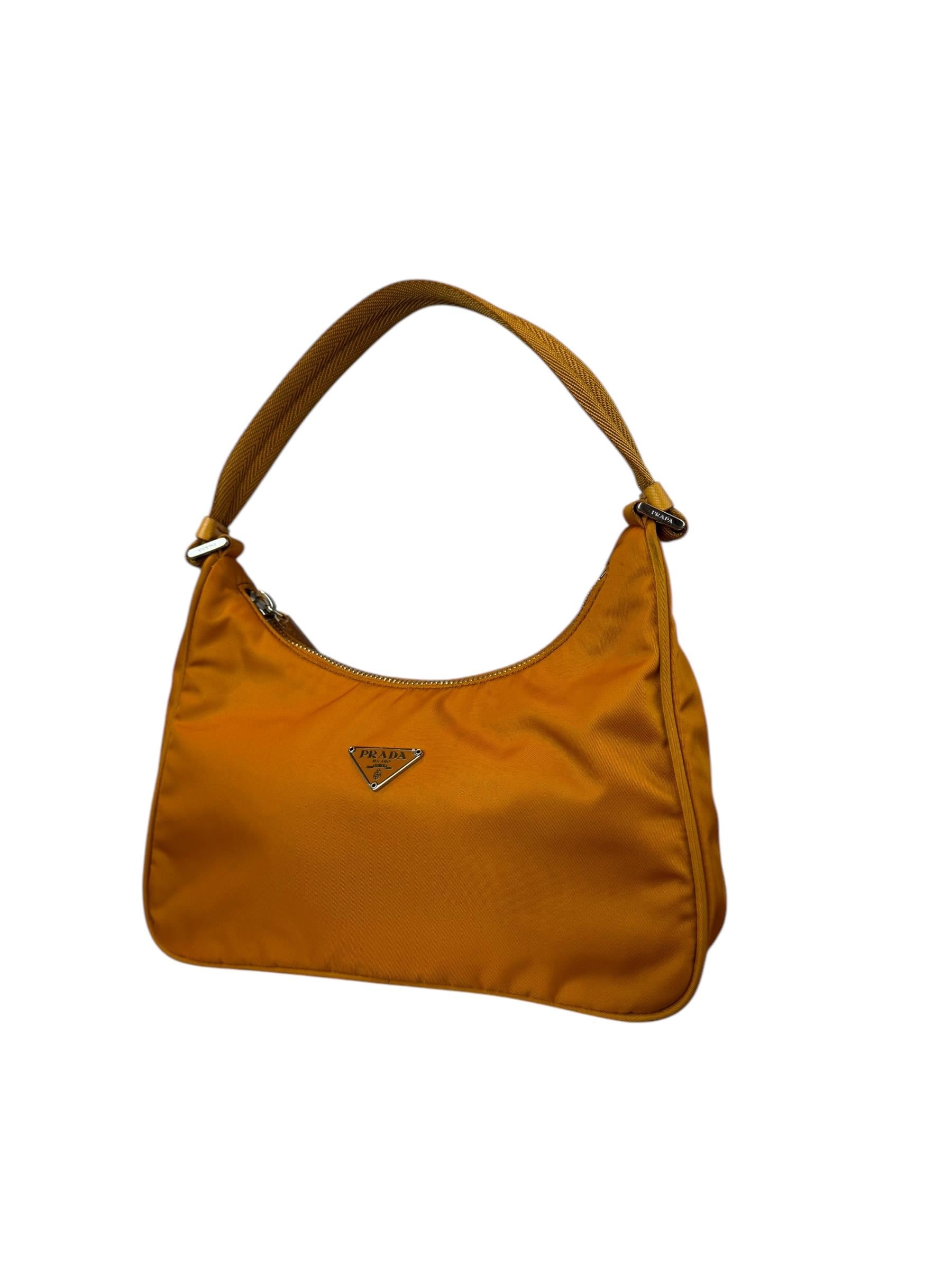 PRADA ORANGE NYLON SHOULDER BAG 