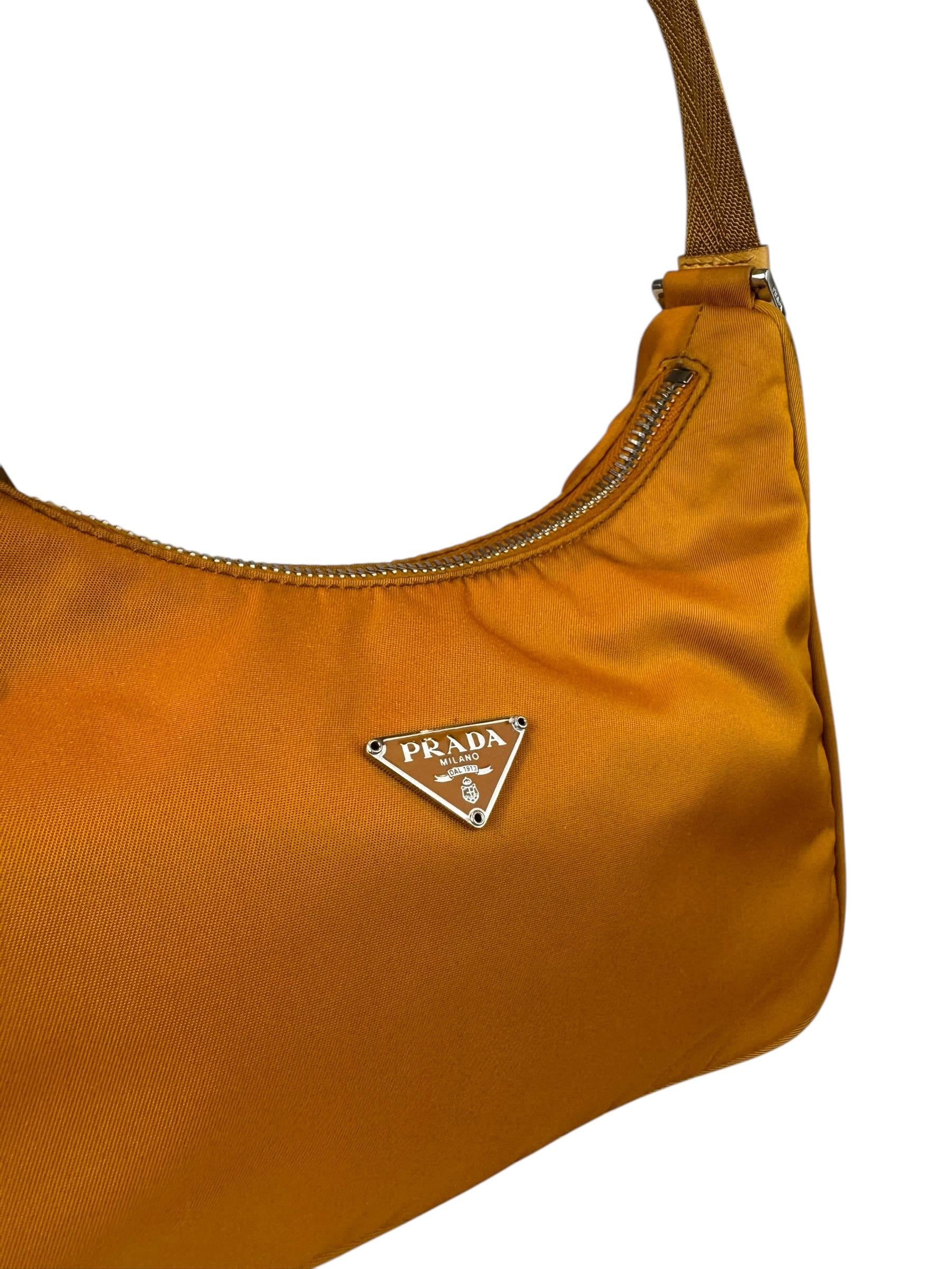 PRADA ORANGE NYLON SHOULDER BAG 