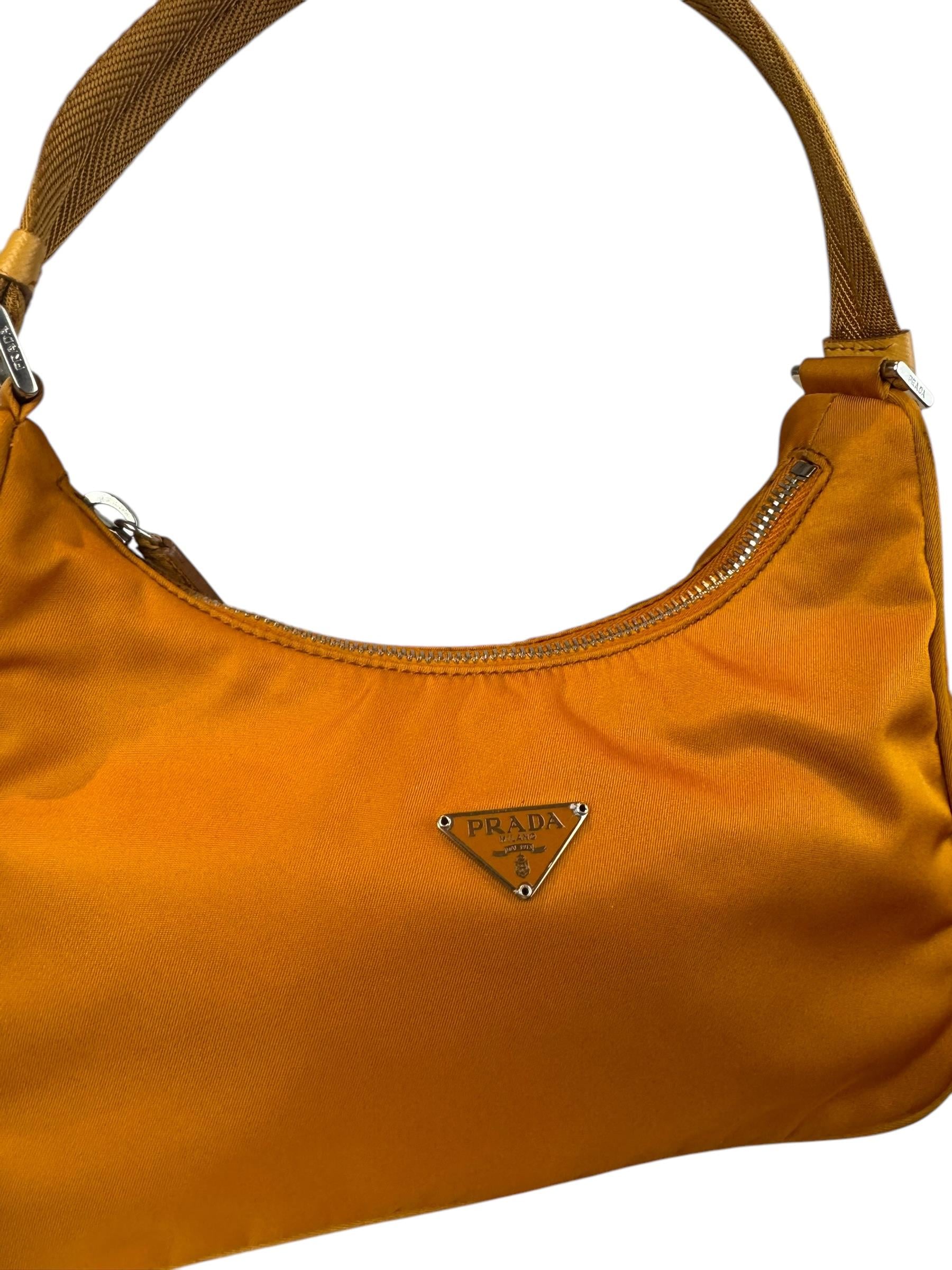PRADA ORANGE NYLON SHOULDER BAG 
