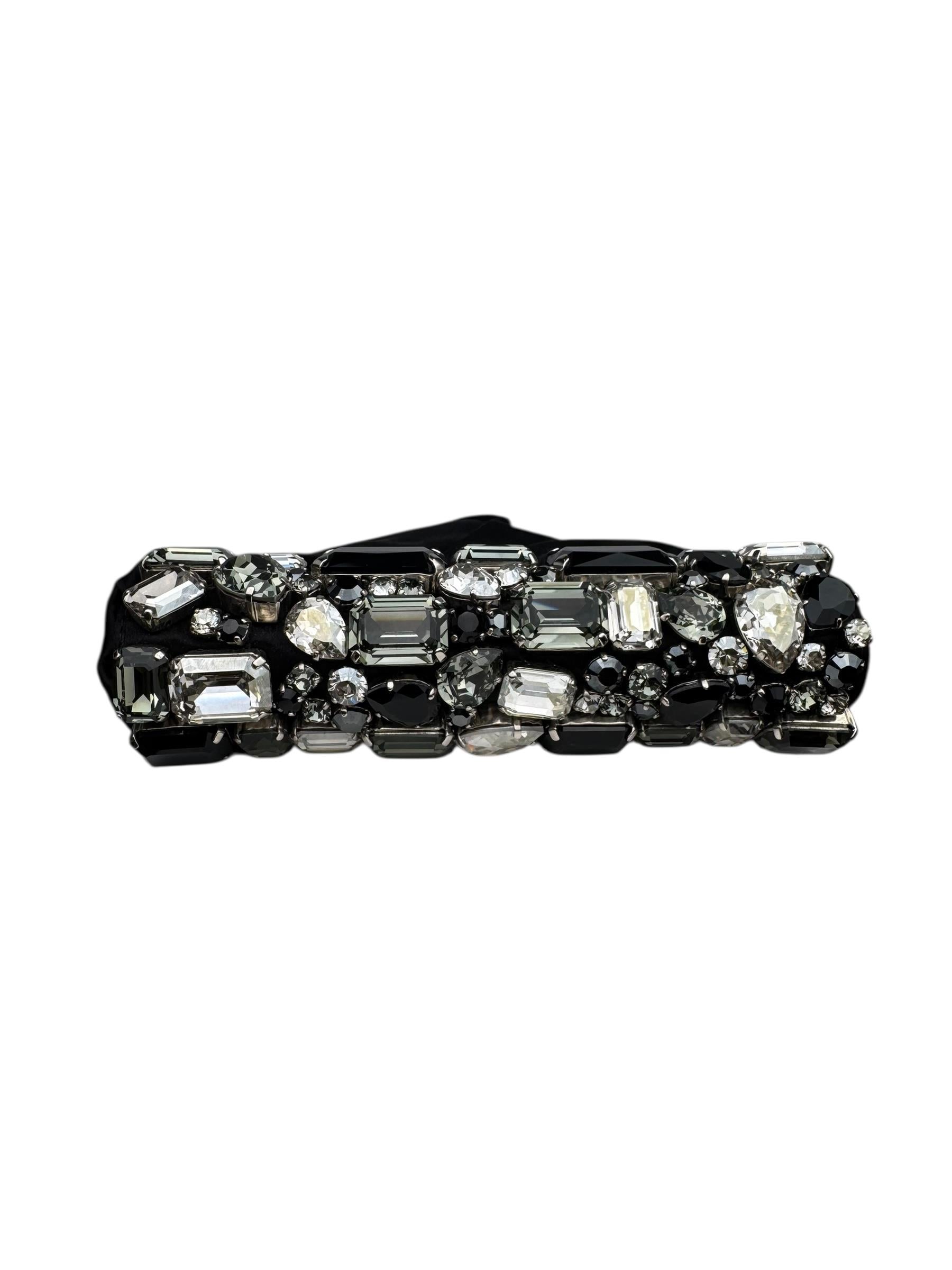 PRADA PLEATED SATIN CRYSTALS EMBELLISHED FRAME CLUTCH