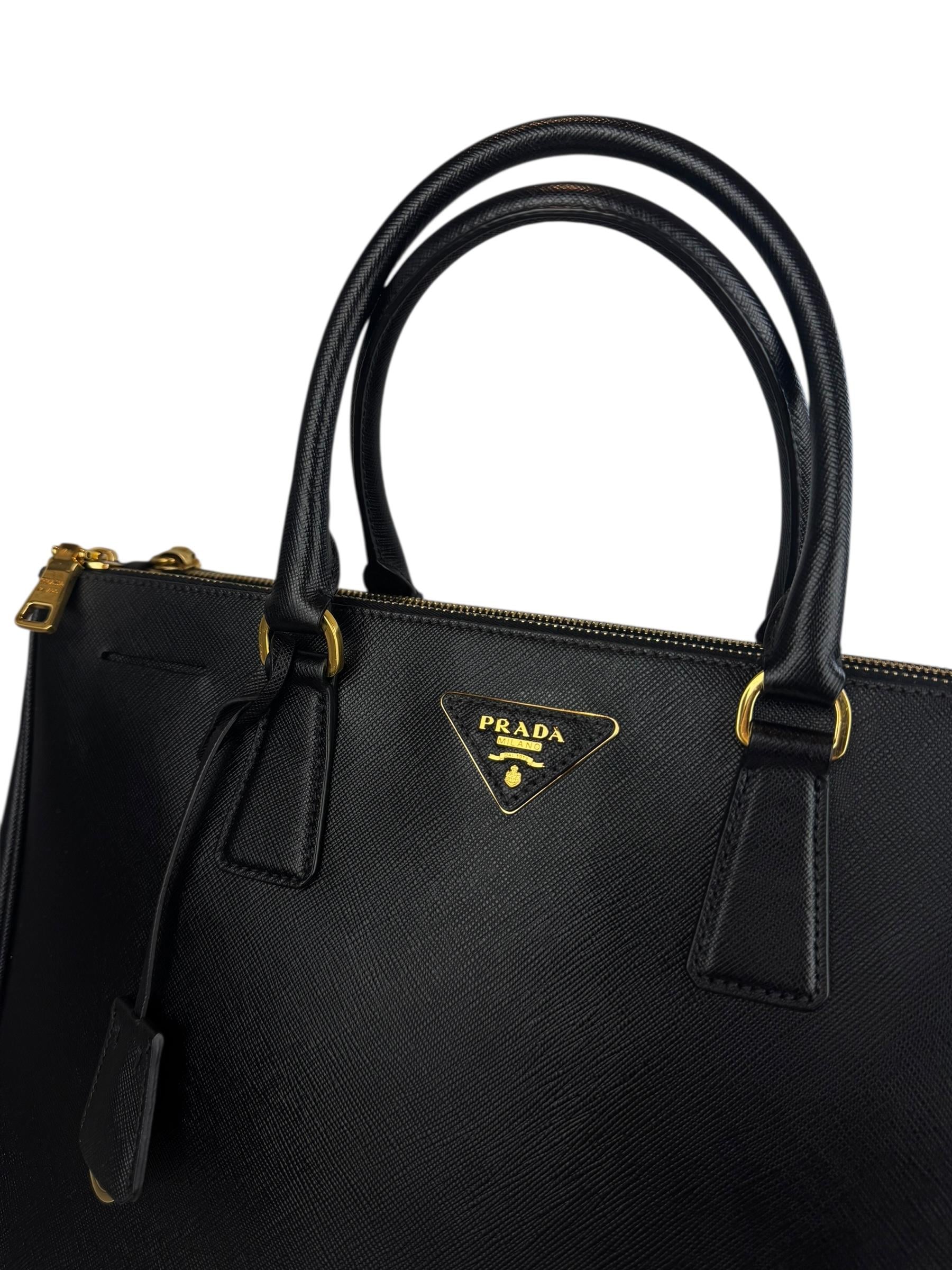 PRADA SAFFIANO GALLERIA DOUBLE ZIP BAG