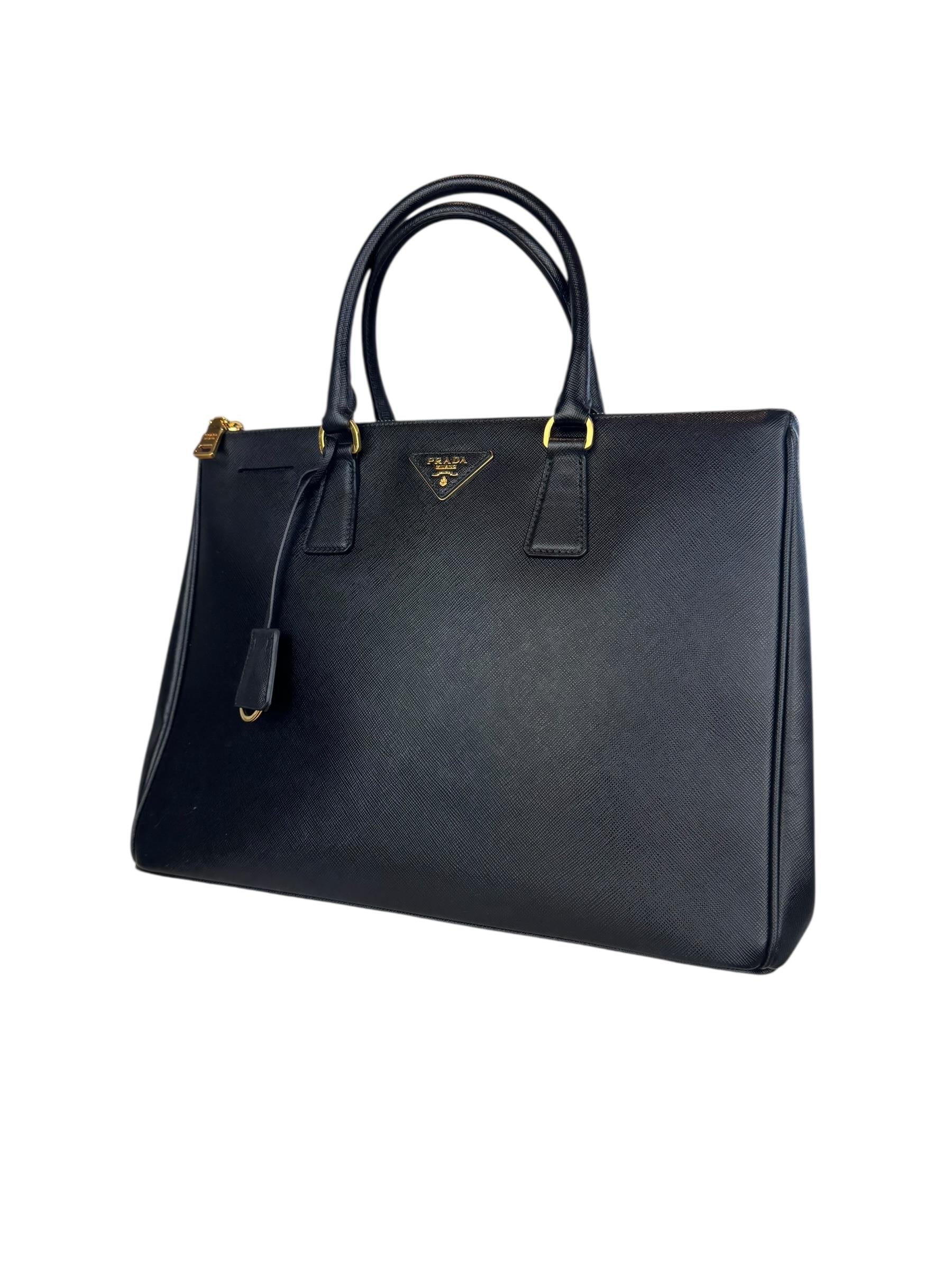 PRADA SAFFIANO GALLERIA DOUBLE ZIP BAG