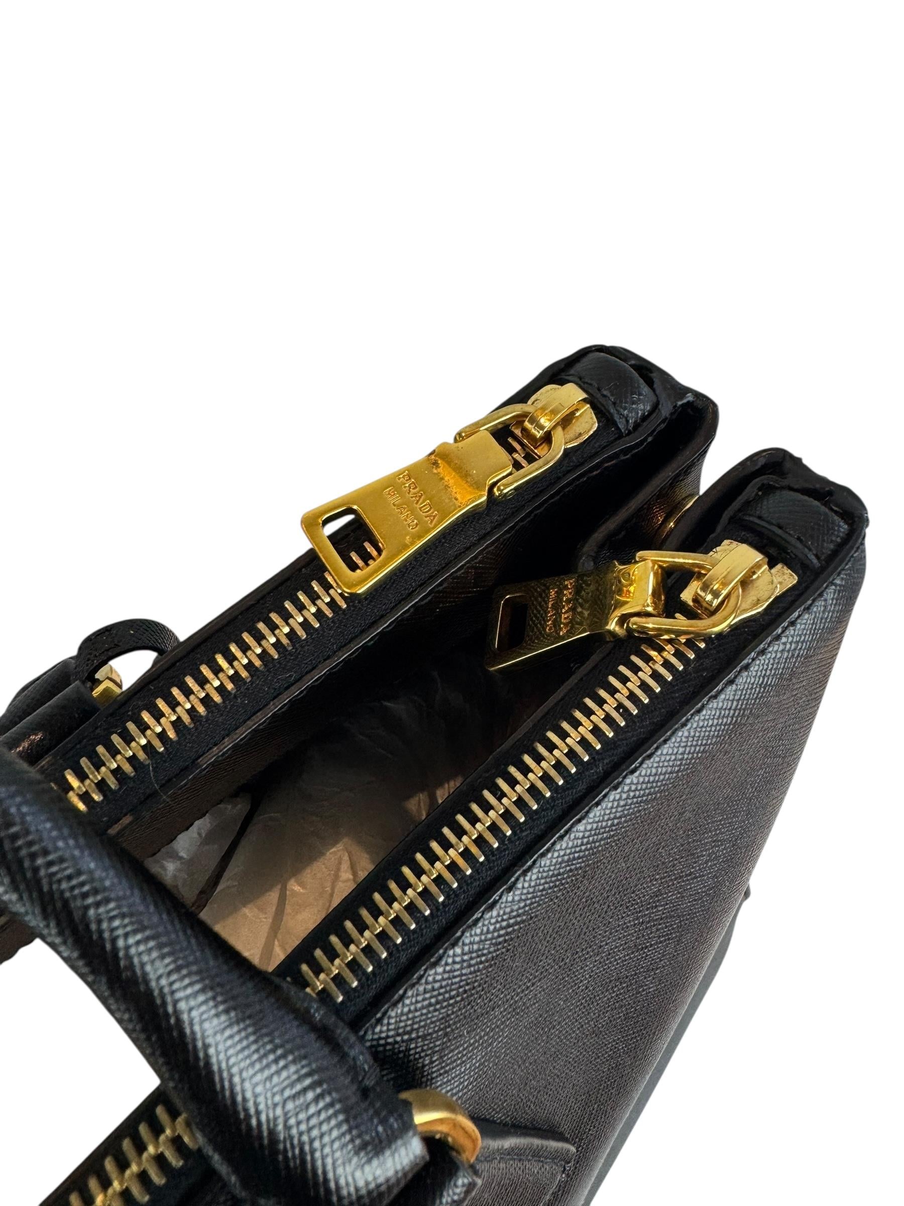 PRADA SAFFIANO GALLERIA DOUBLE ZIP BAG
