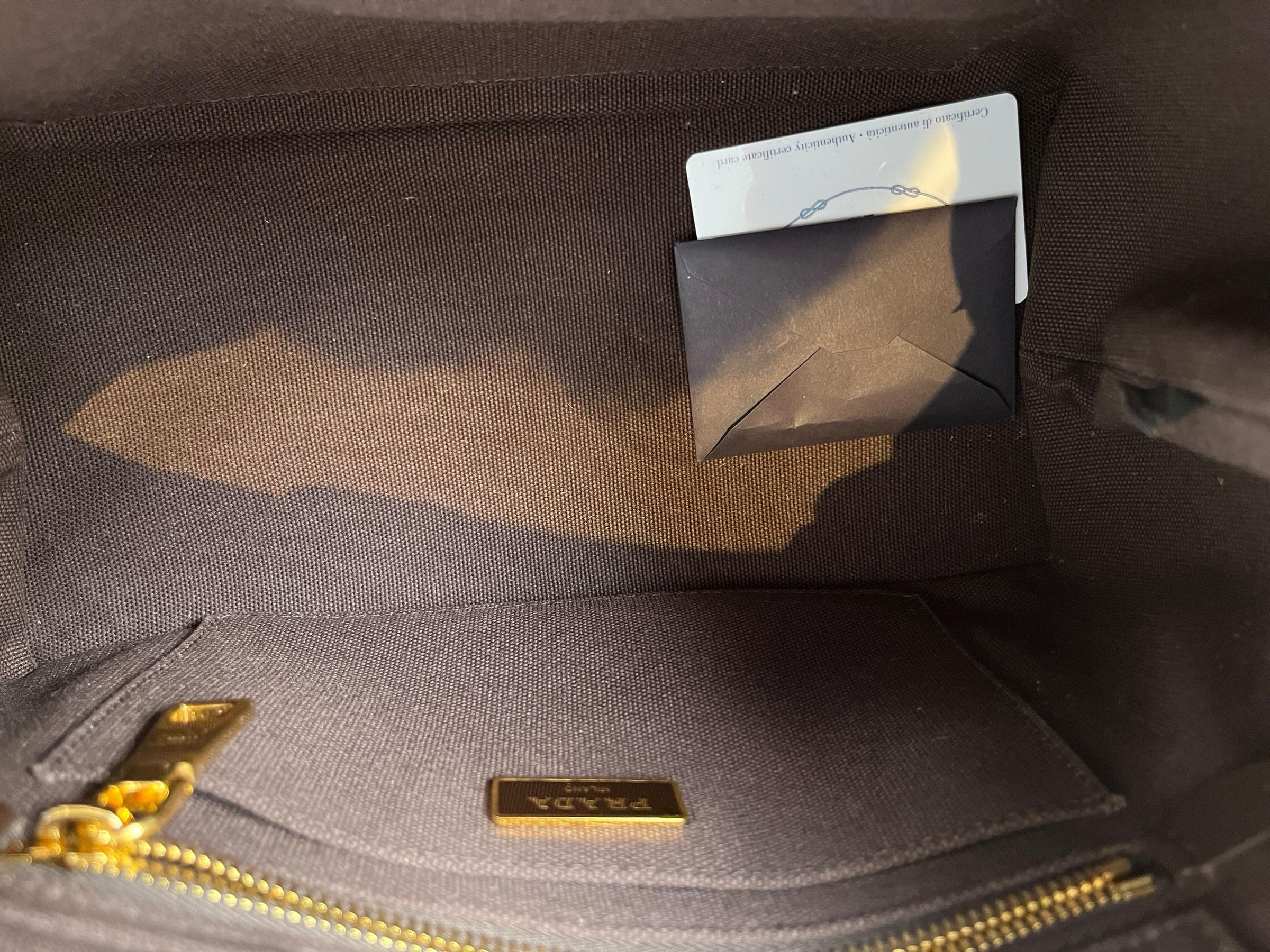 PRADA SMALL PAGLIA CANAPA CANVAS LOGO TOTE