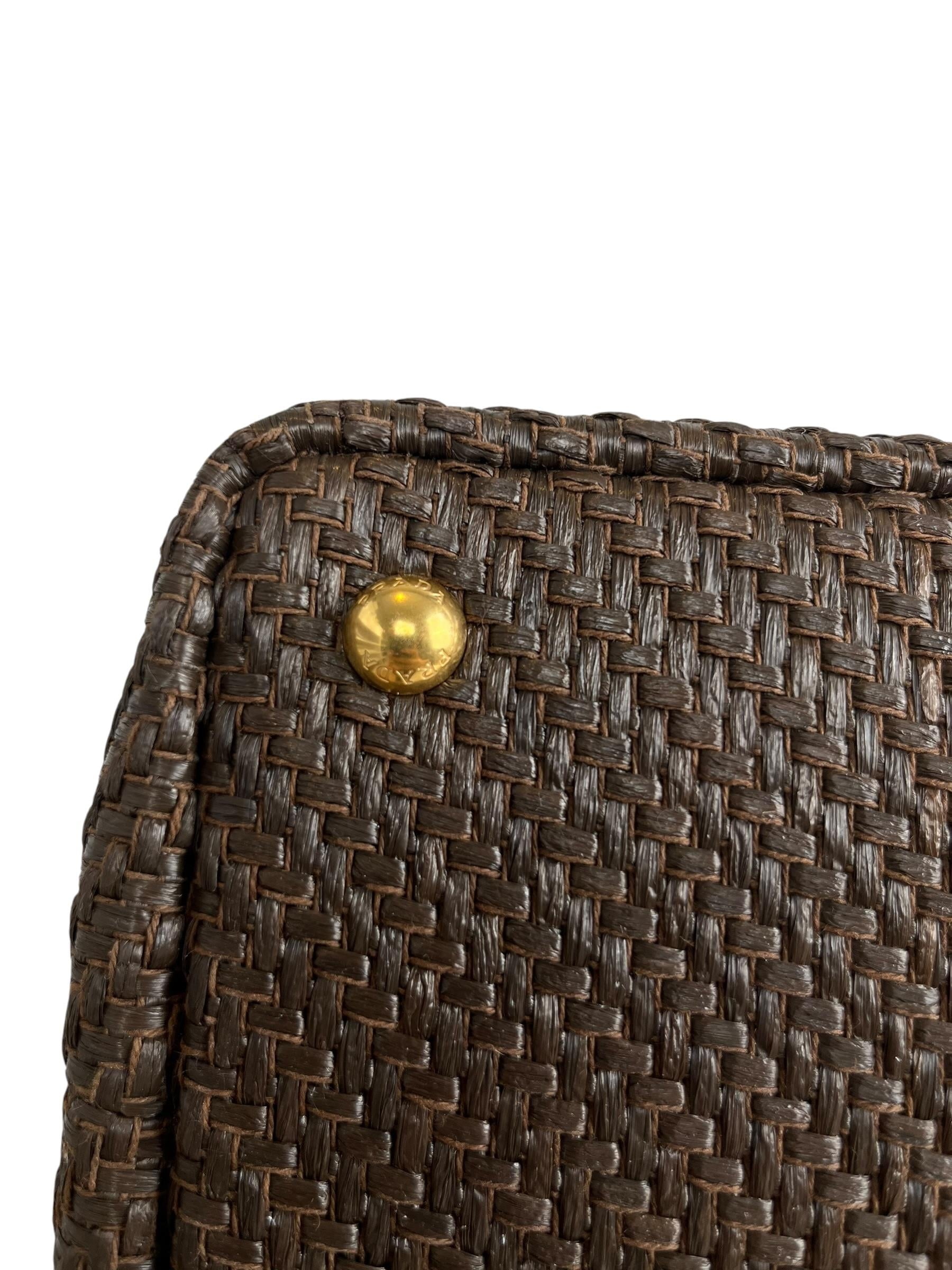 PRADA SMALL PAGLIA CANAPA CANVAS LOGO TOTE