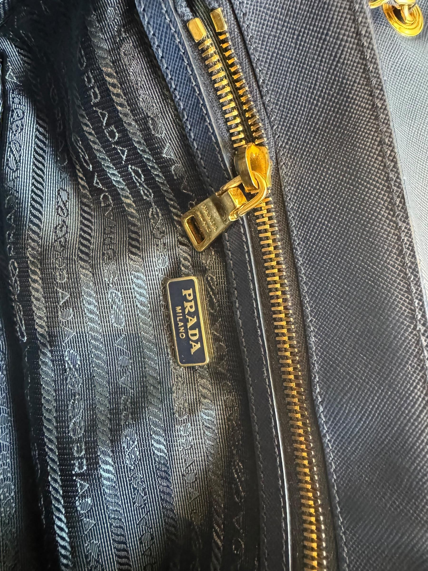 PRADA TESSUTTO CLOTH NAVY CHAIN BAG 