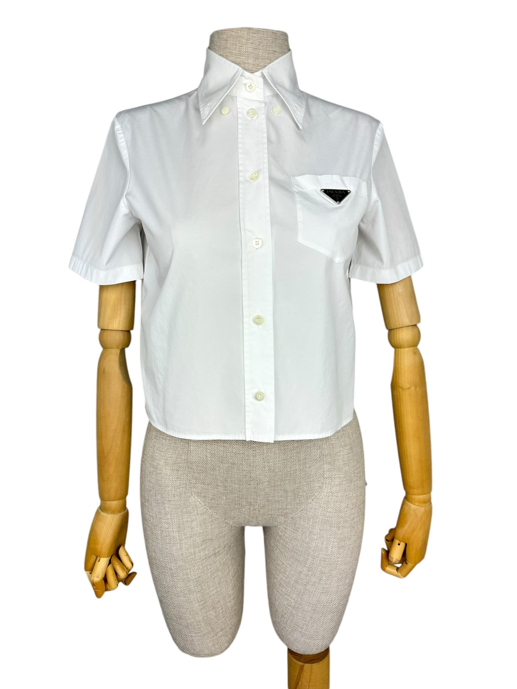 PRADA TRIANGLE LOGO POPLIN SHIRT
