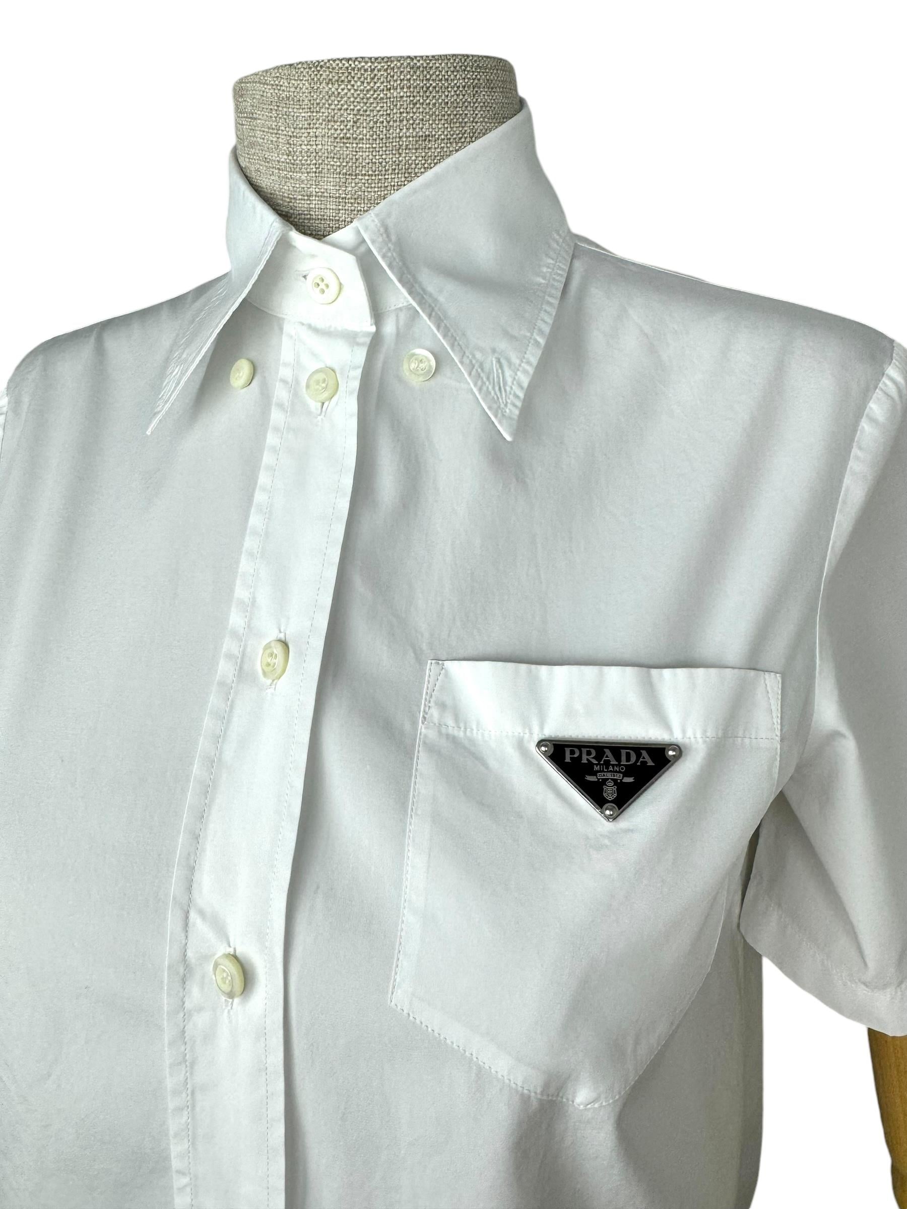 PRADA TRIANGLE LOGO POPLIN SHIRT