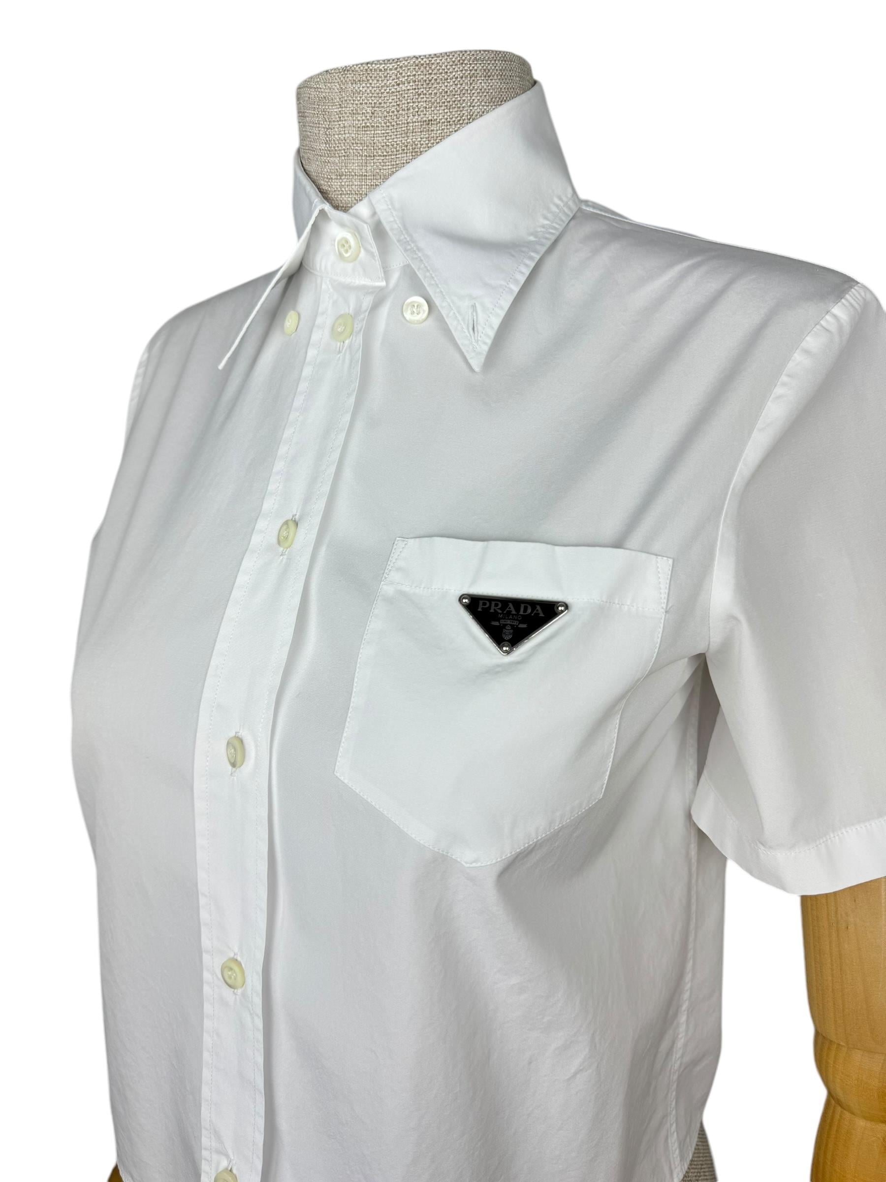 PRADA TRIANGLE LOGO POPLIN SHIRT