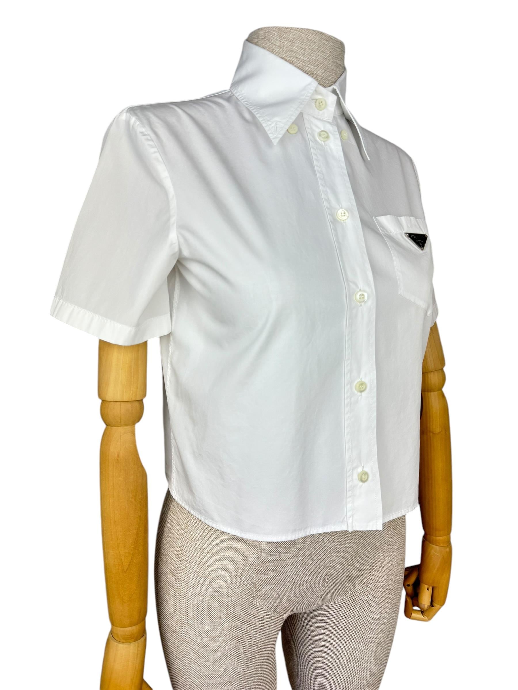 PRADA TRIANGLE LOGO POPLIN SHIRT