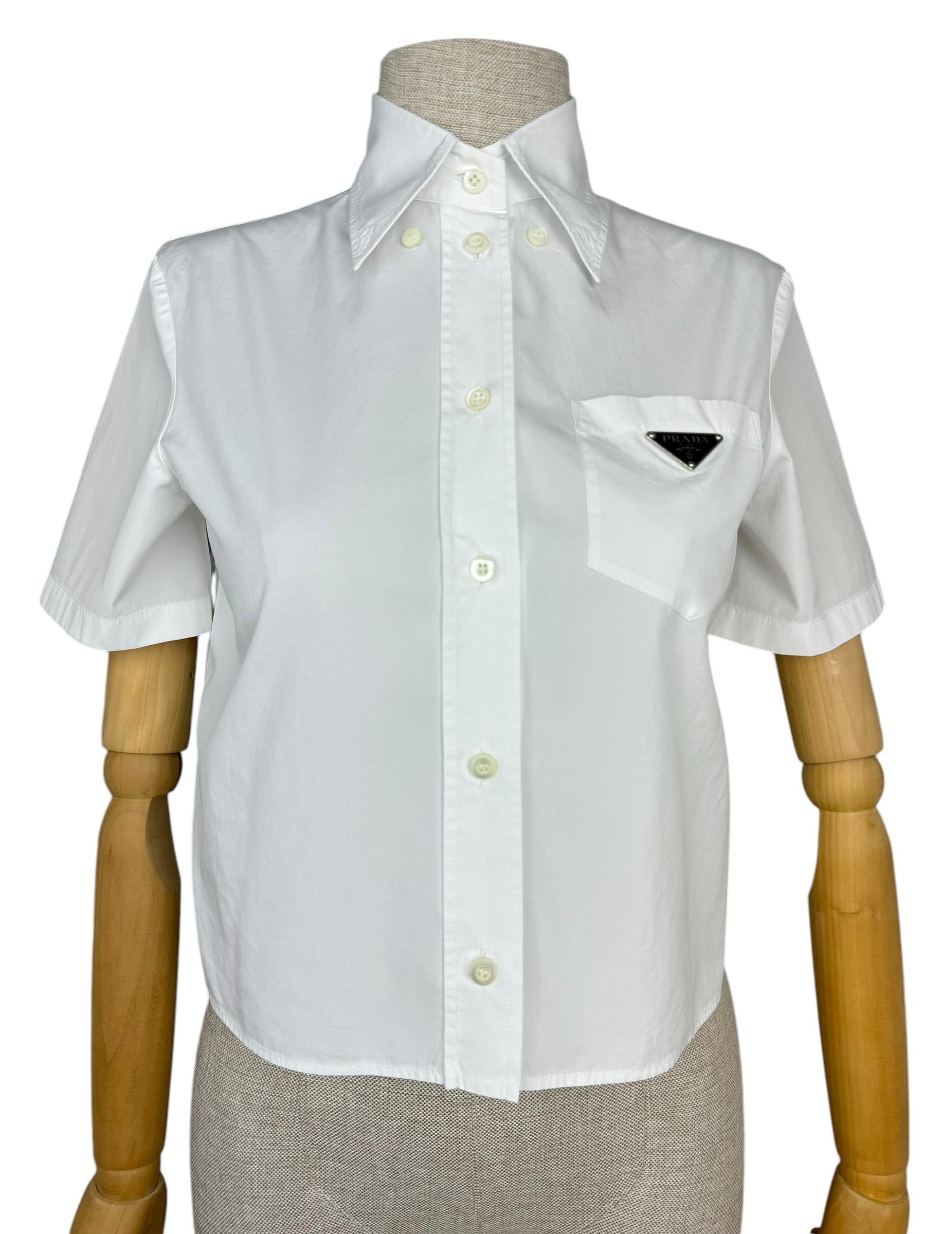 PRADA TRIANGLE LOGO POPLIN SHIRT
