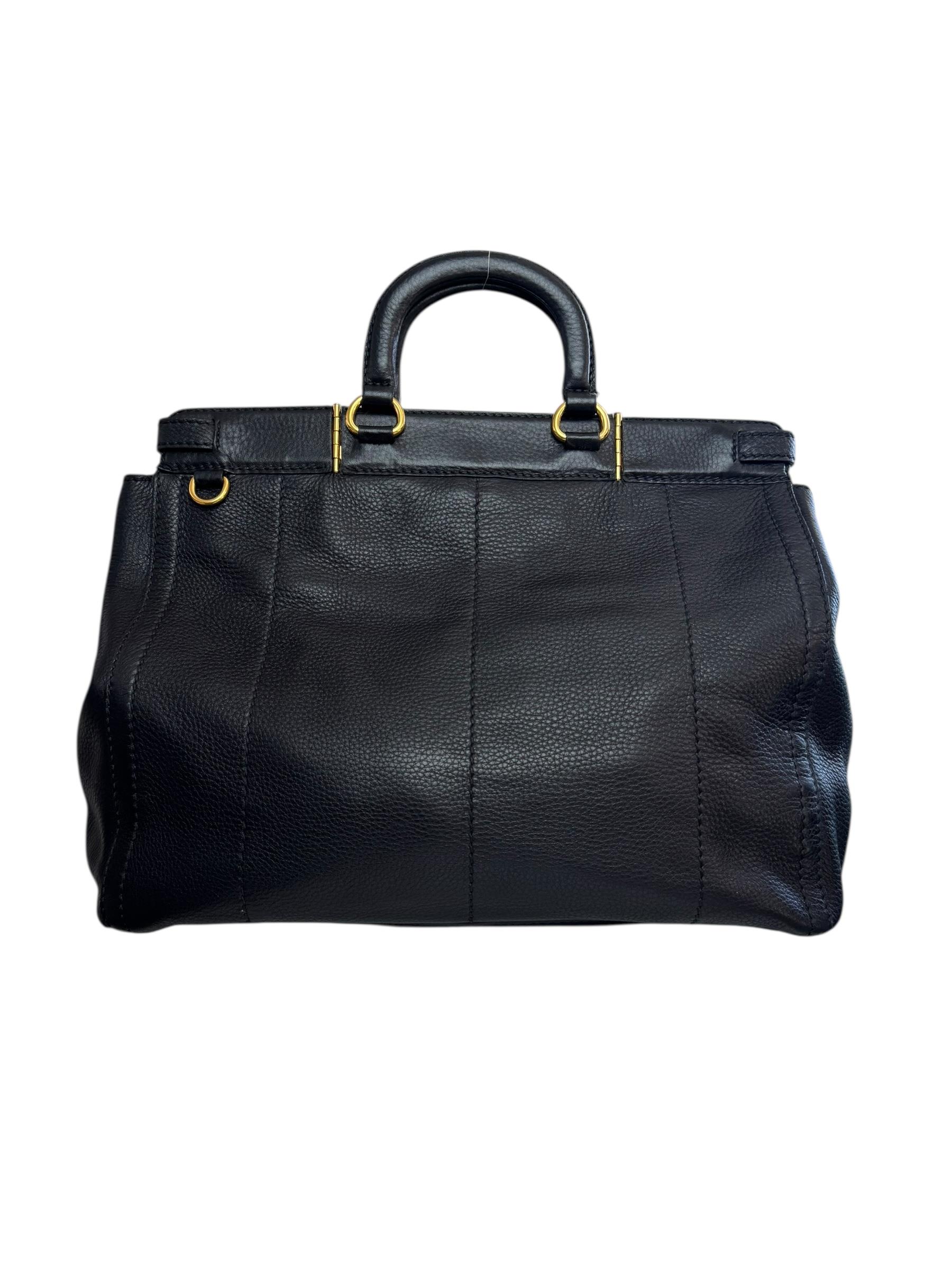 PRADA VITELLO CARNIERA LOGO FRAME TOTE 