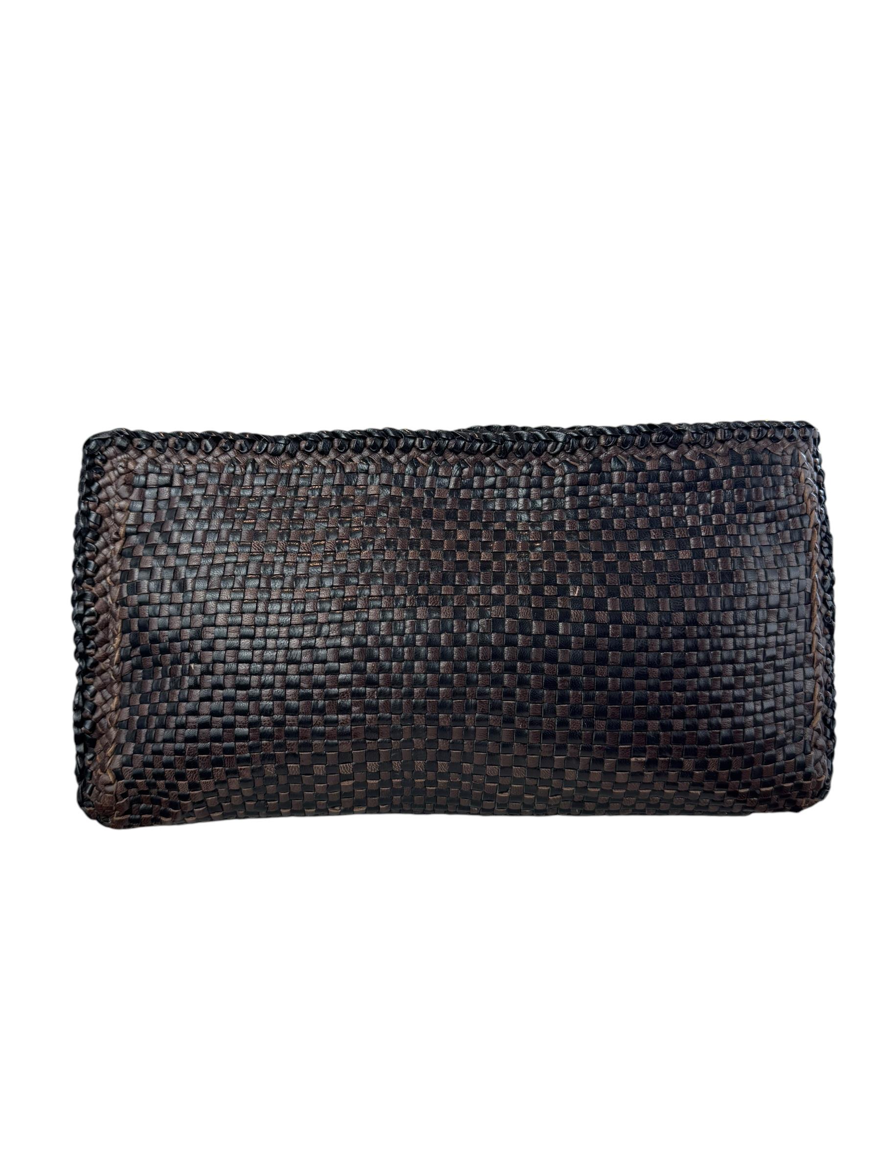 PRADA WOVEN MADRAS CLUTCH BAG