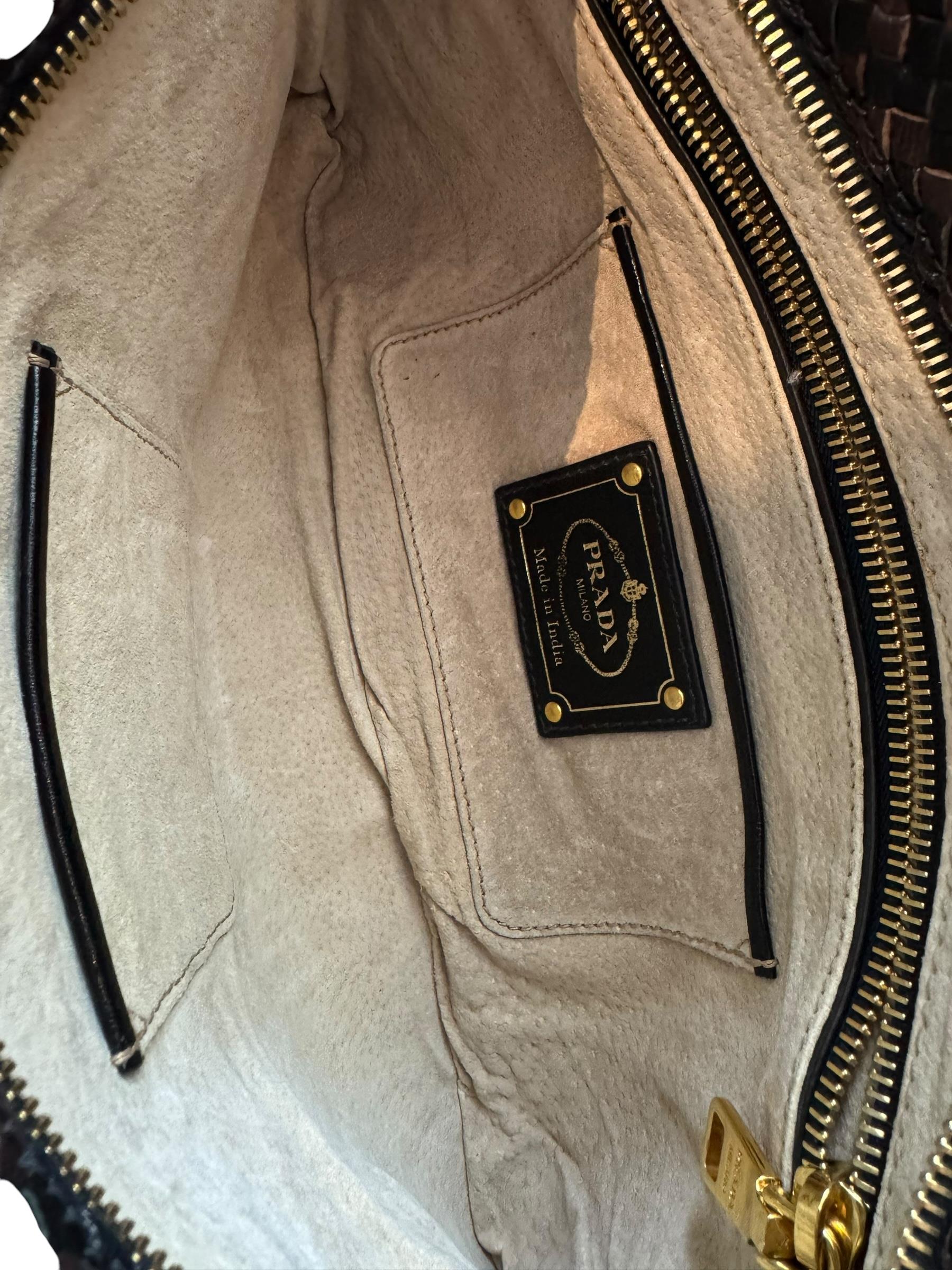 PRADA WOVEN MADRAS CLUTCH BAG