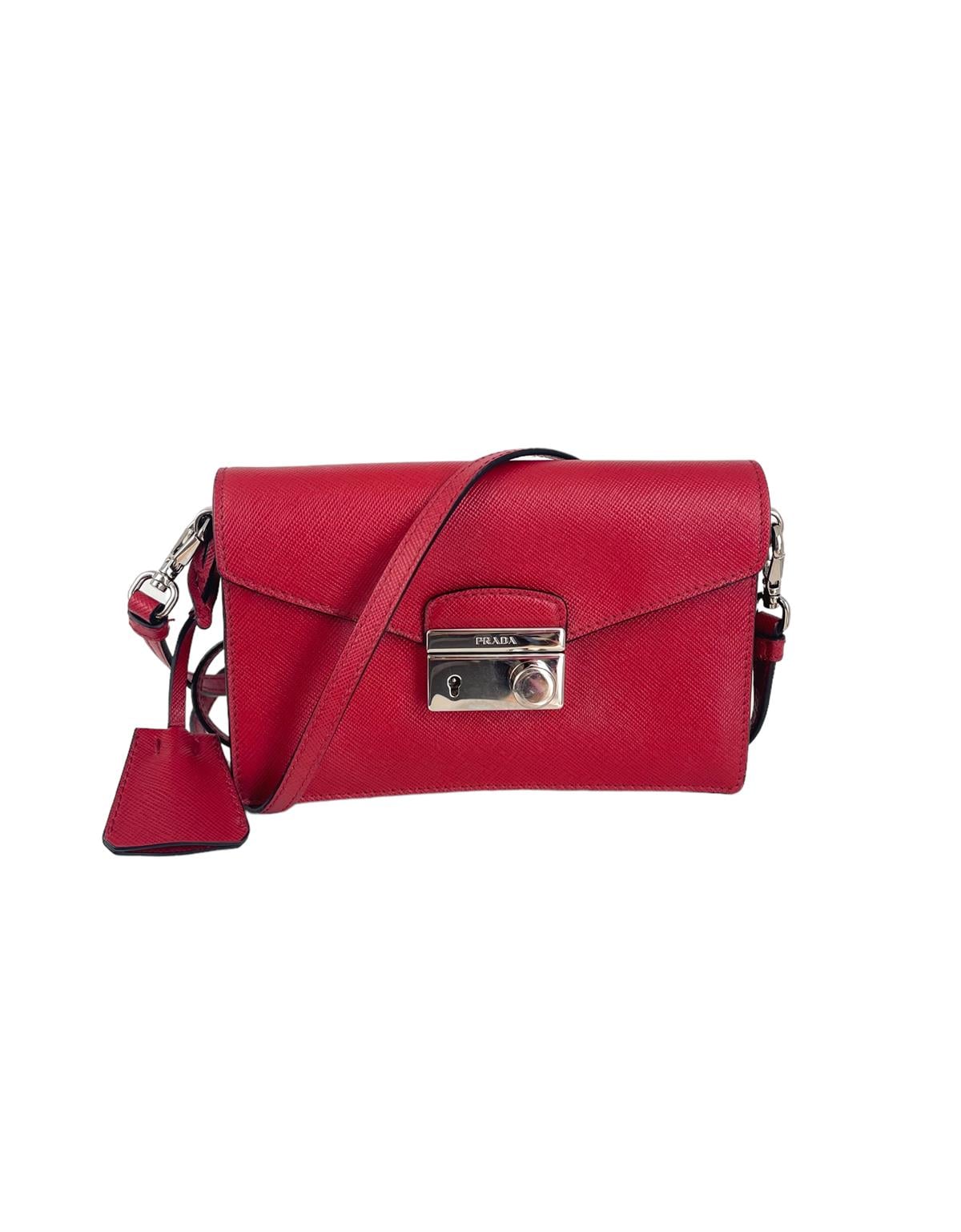 RED SAFFIANO LEATHER MICRO BAG