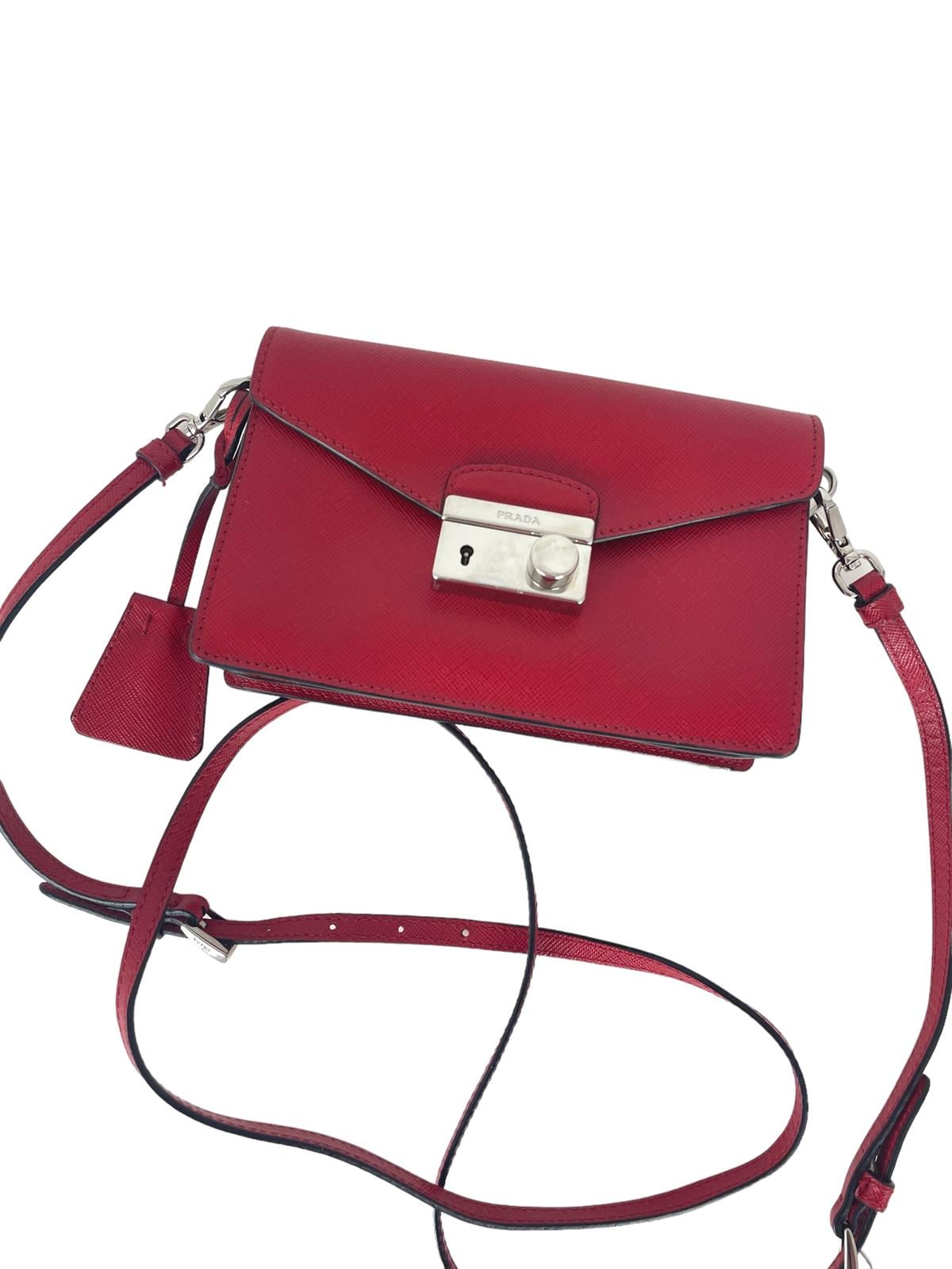 RED SAFFIANO LEATHER MICRO BAG