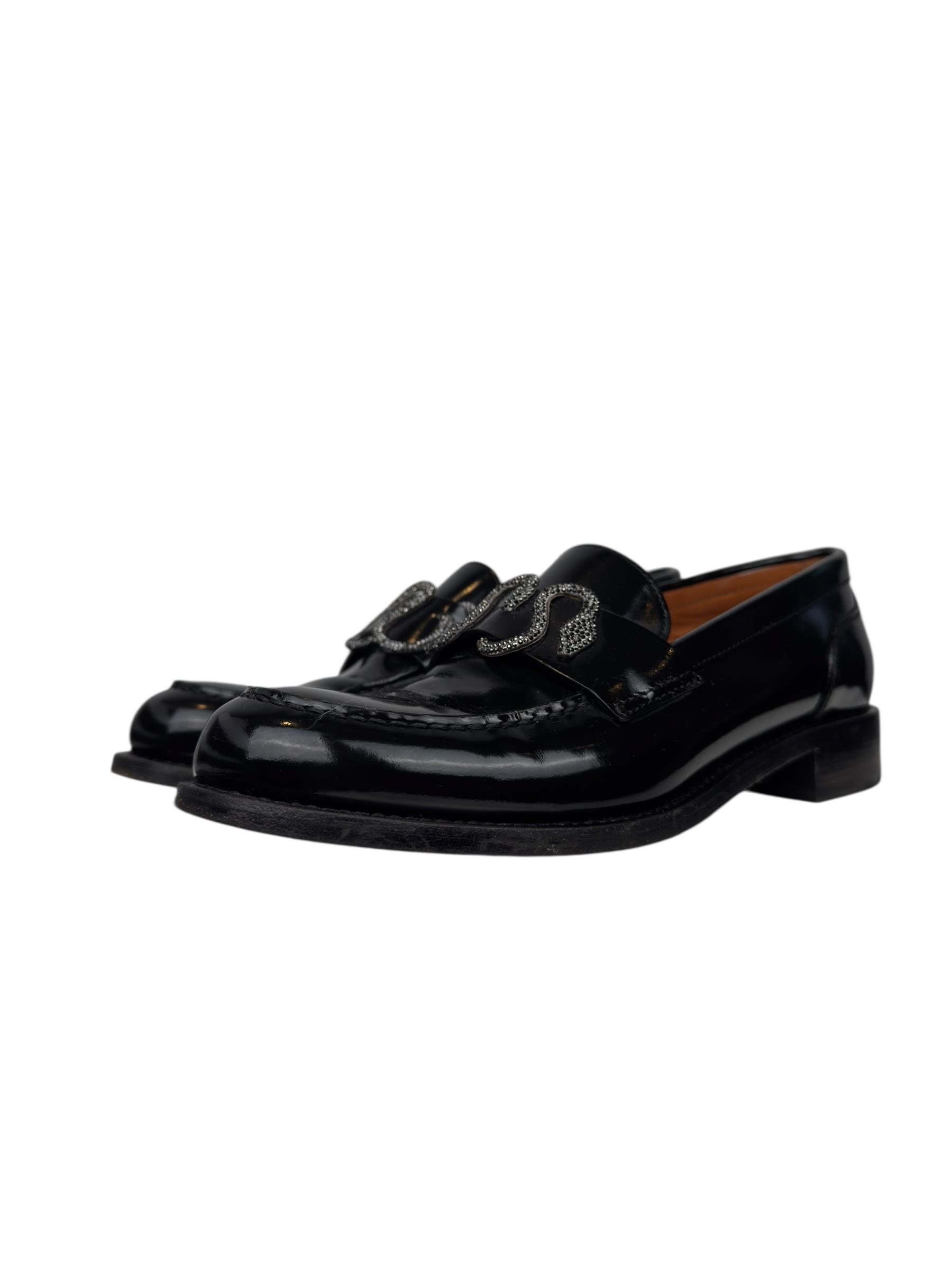 RENE CAOVILLA BLACK STRAS SNAKE LOAFER