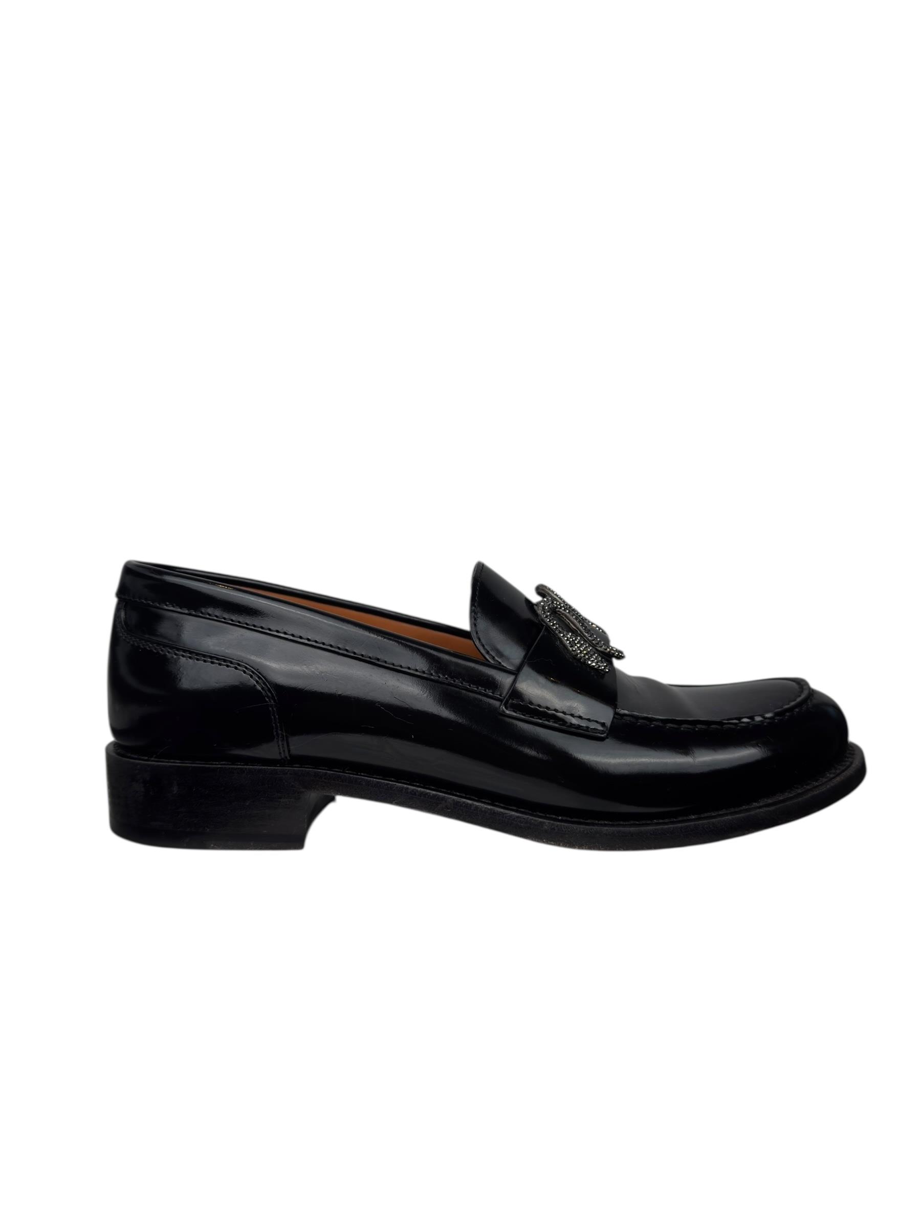 RENE CAOVILLA BLACK STRAS SNAKE LOAFER