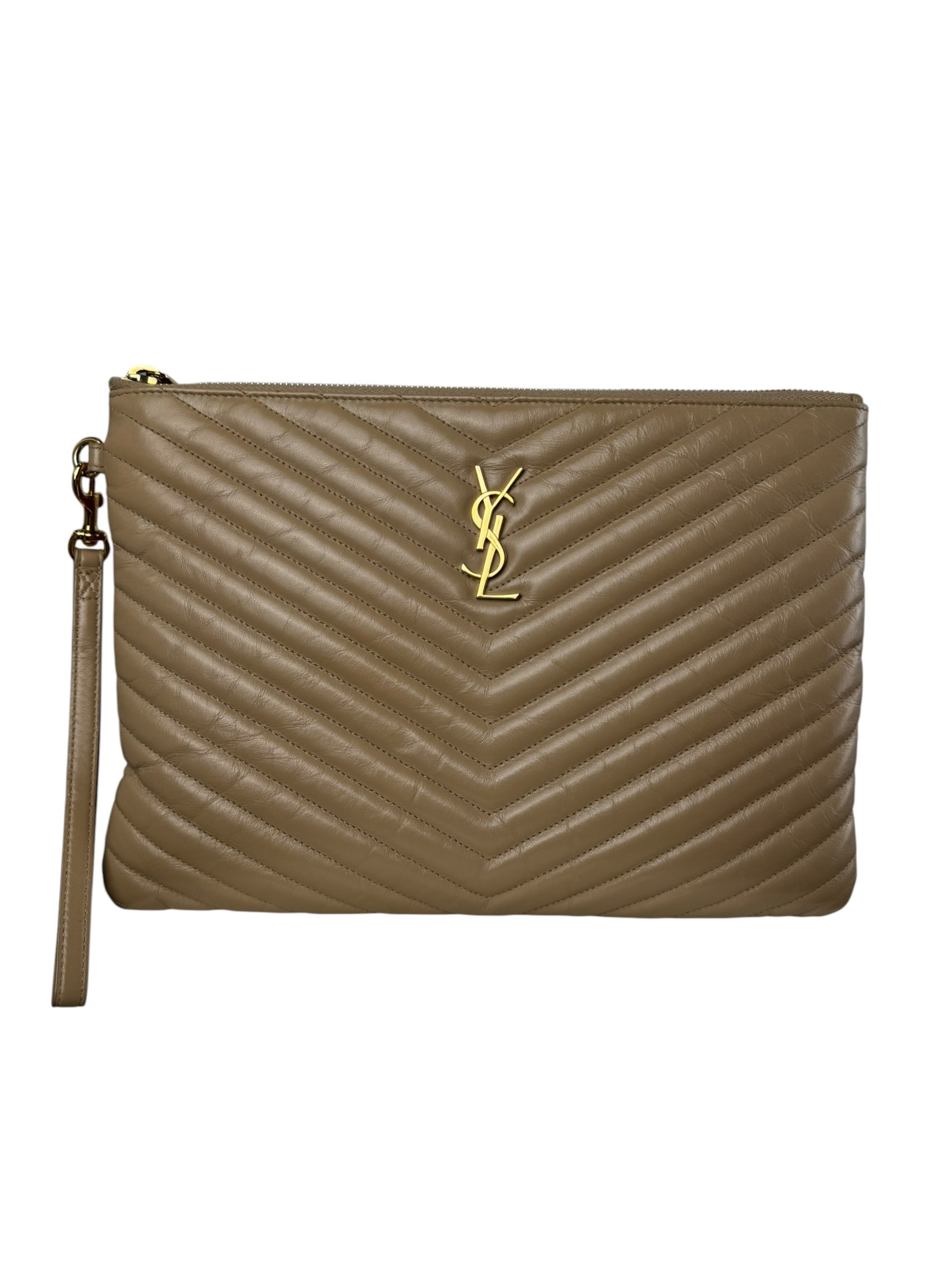 SAINT LAURENT BEIGE MATELASSE CLUTCH