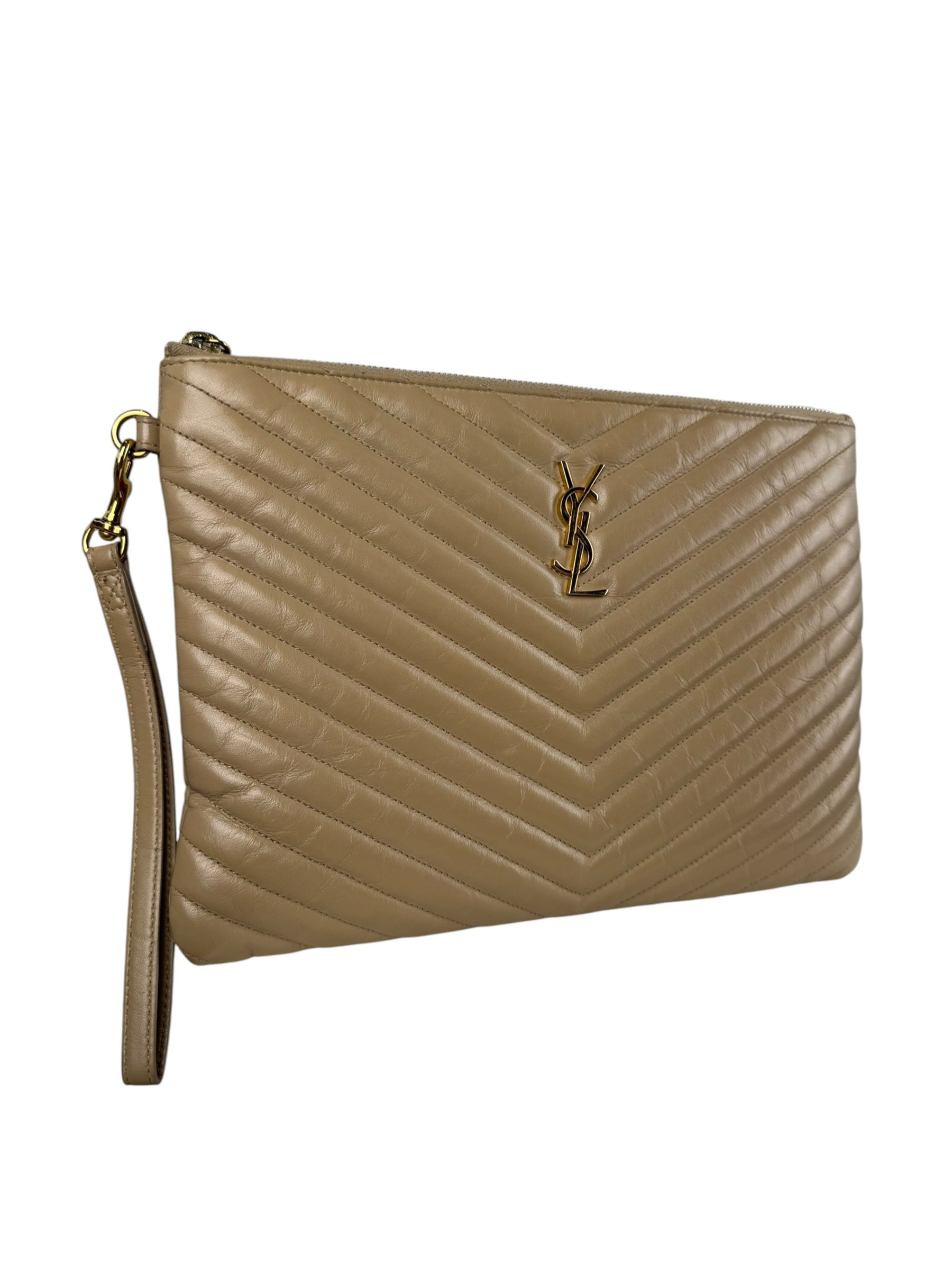 SAINT LAURENT BEIGE MATELASSE CLUTCH