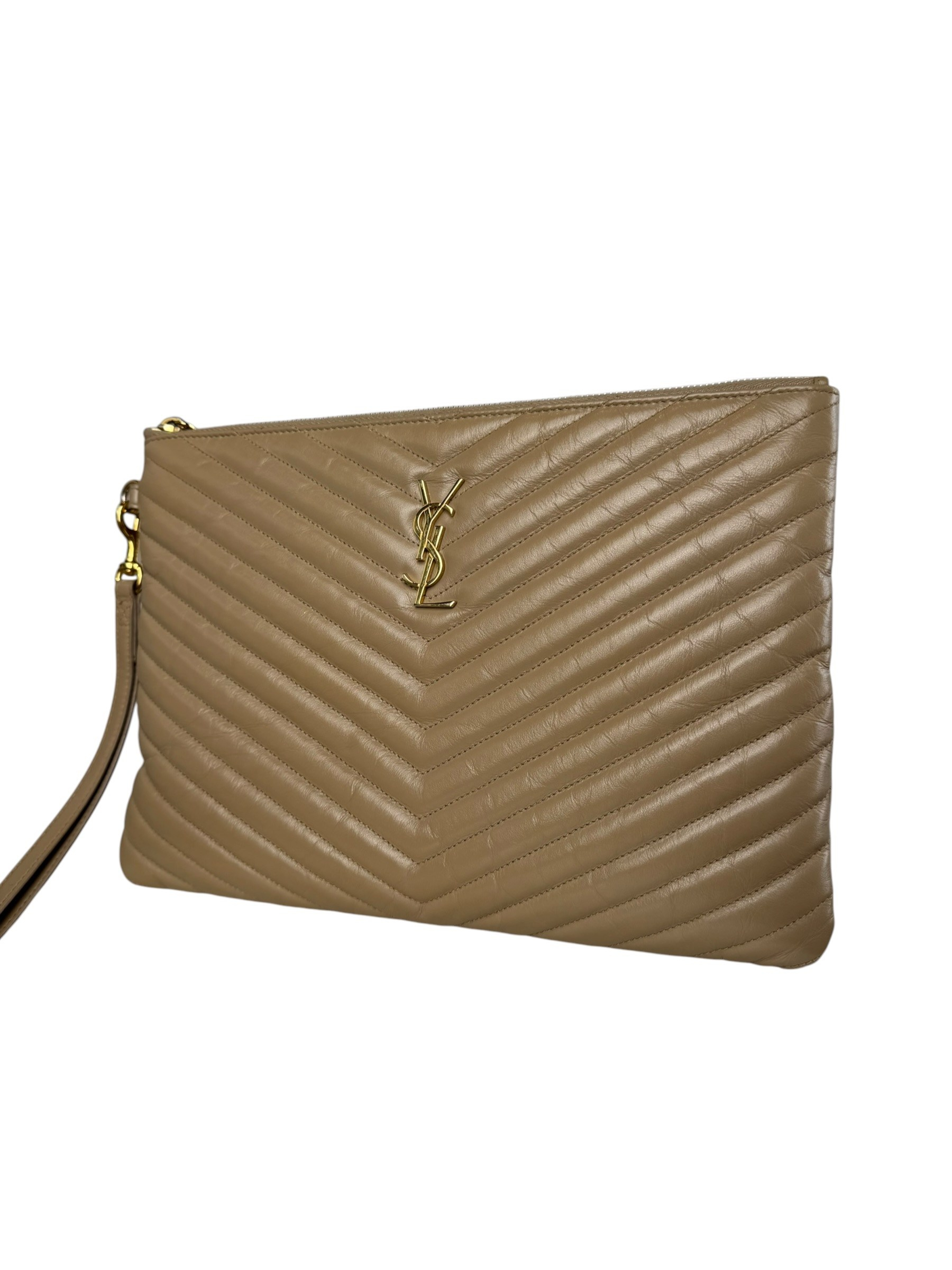 SAINT LAURENT BEIGE MATELASSE CLUTCH