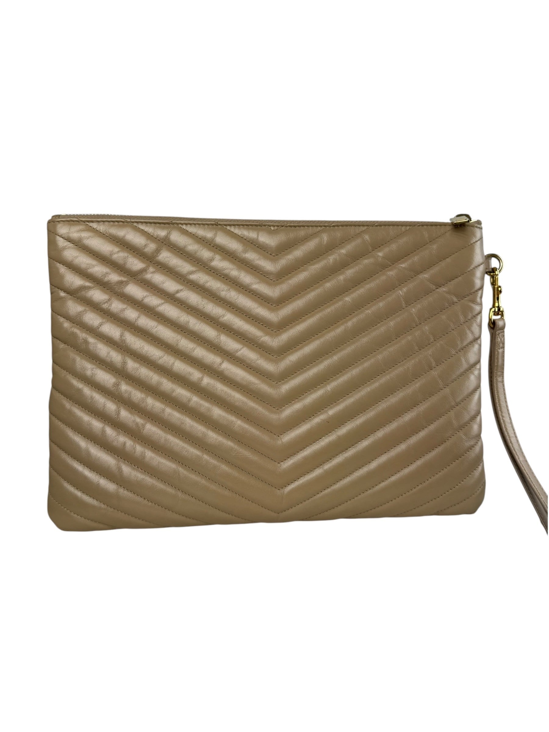 SAINT LAURENT BEIGE MATELASSE CLUTCH