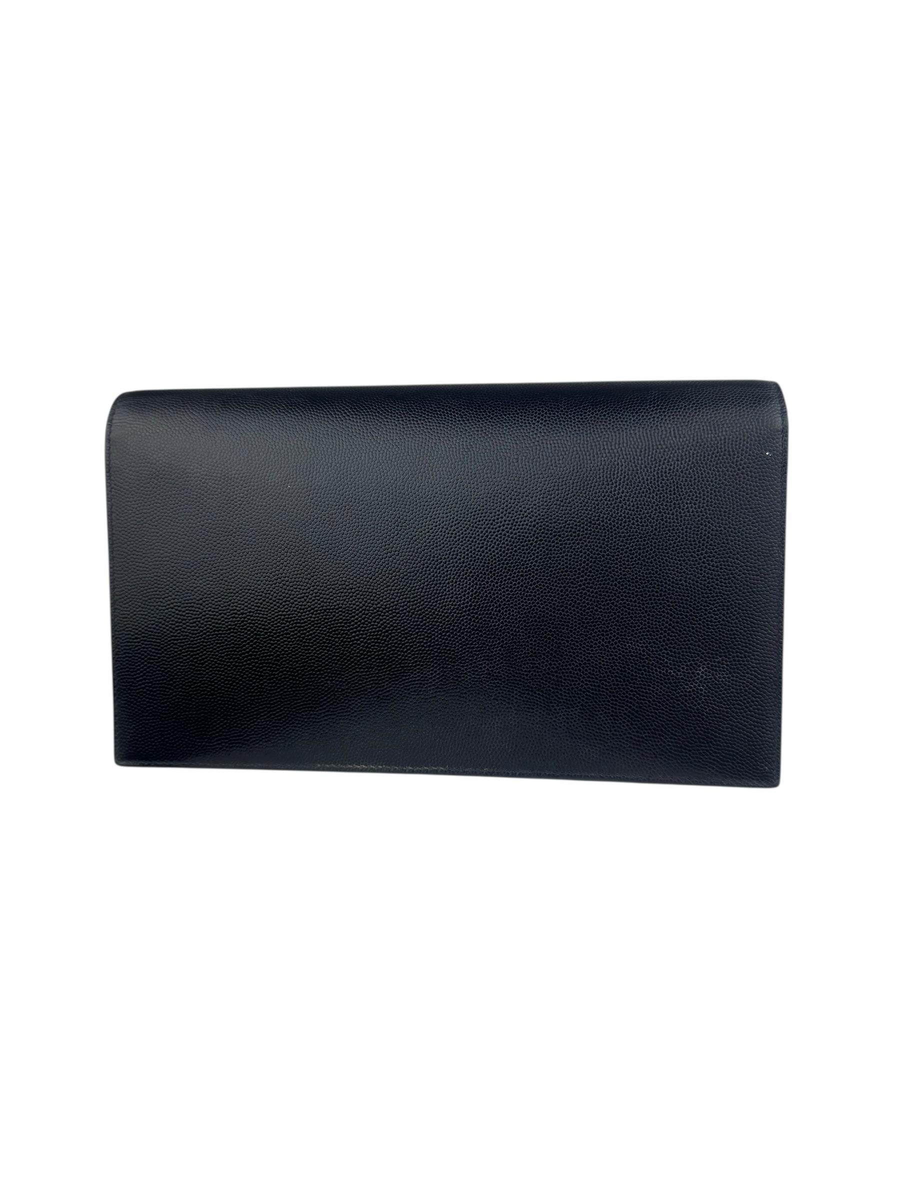 SAINT LAURENT BLACK LEATHER CLUTCH