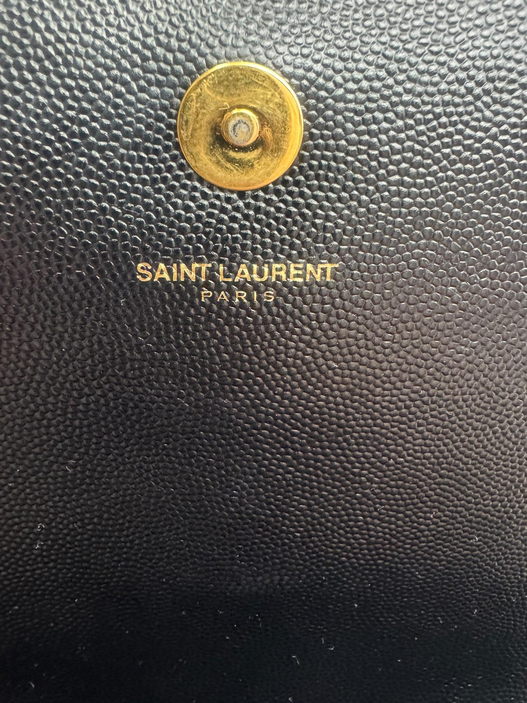 SAINT LAURENT BLACK LEATHER CLUTCH