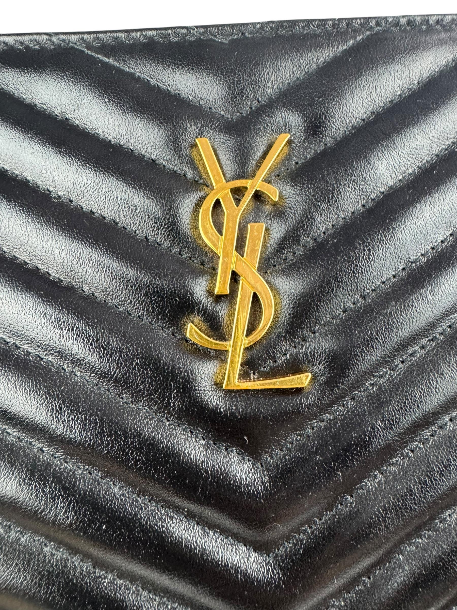 SAINT LAURENT BLACK LEATHER CLUTCH 