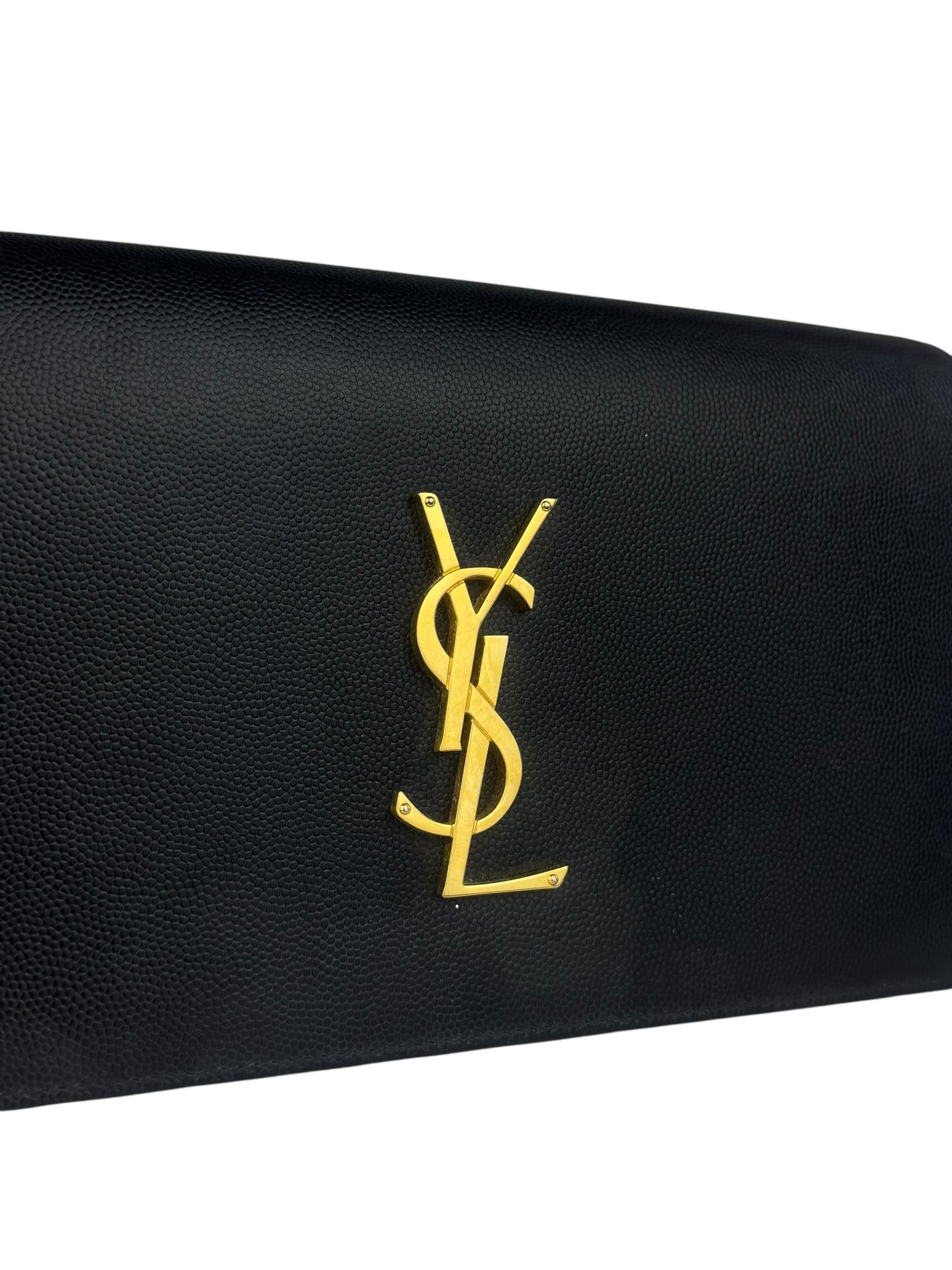 SAINT LAURENT BLACK LEATHER CLUTCH