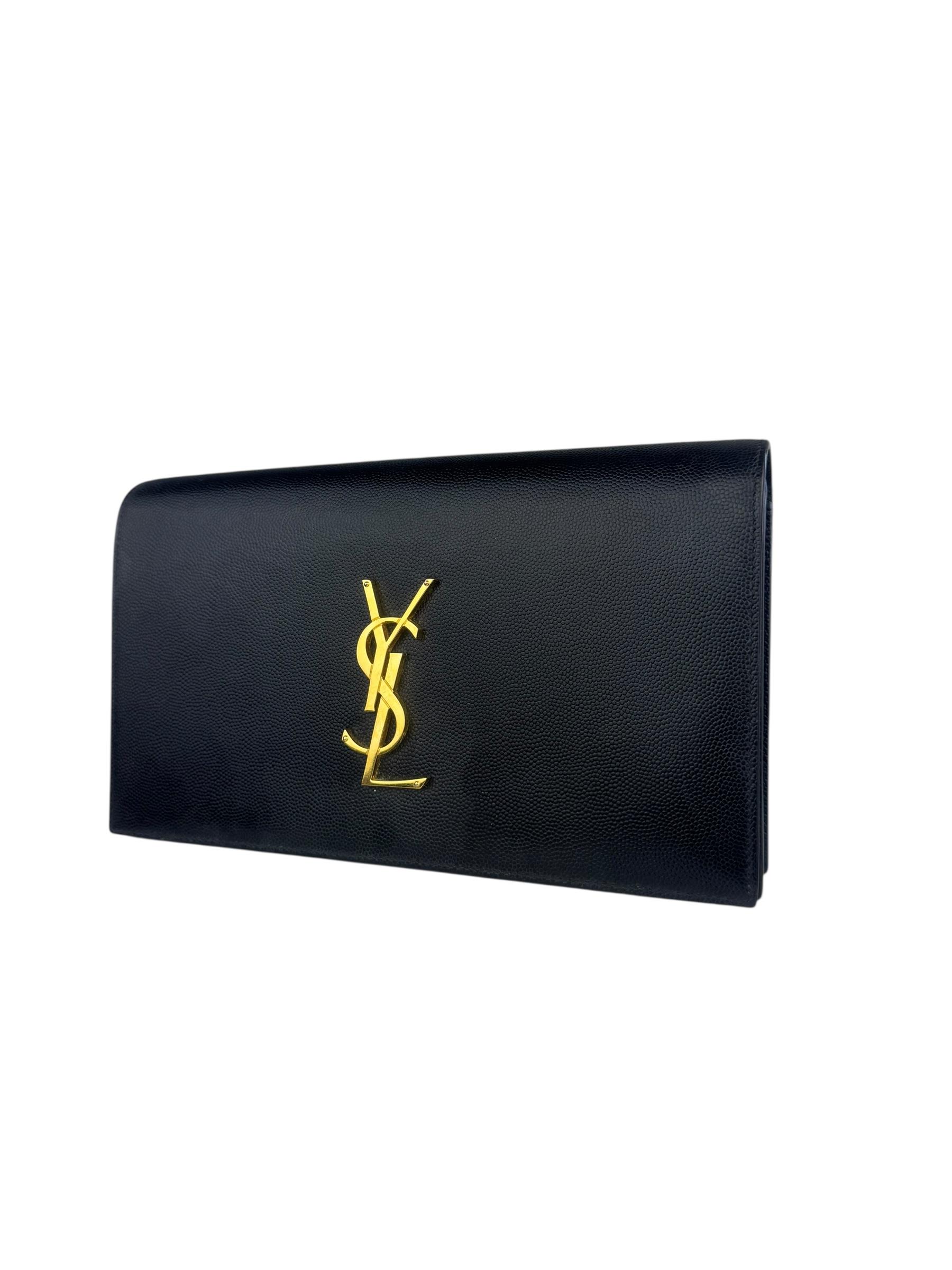 SAINT LAURENT BLACK LEATHER CLUTCH