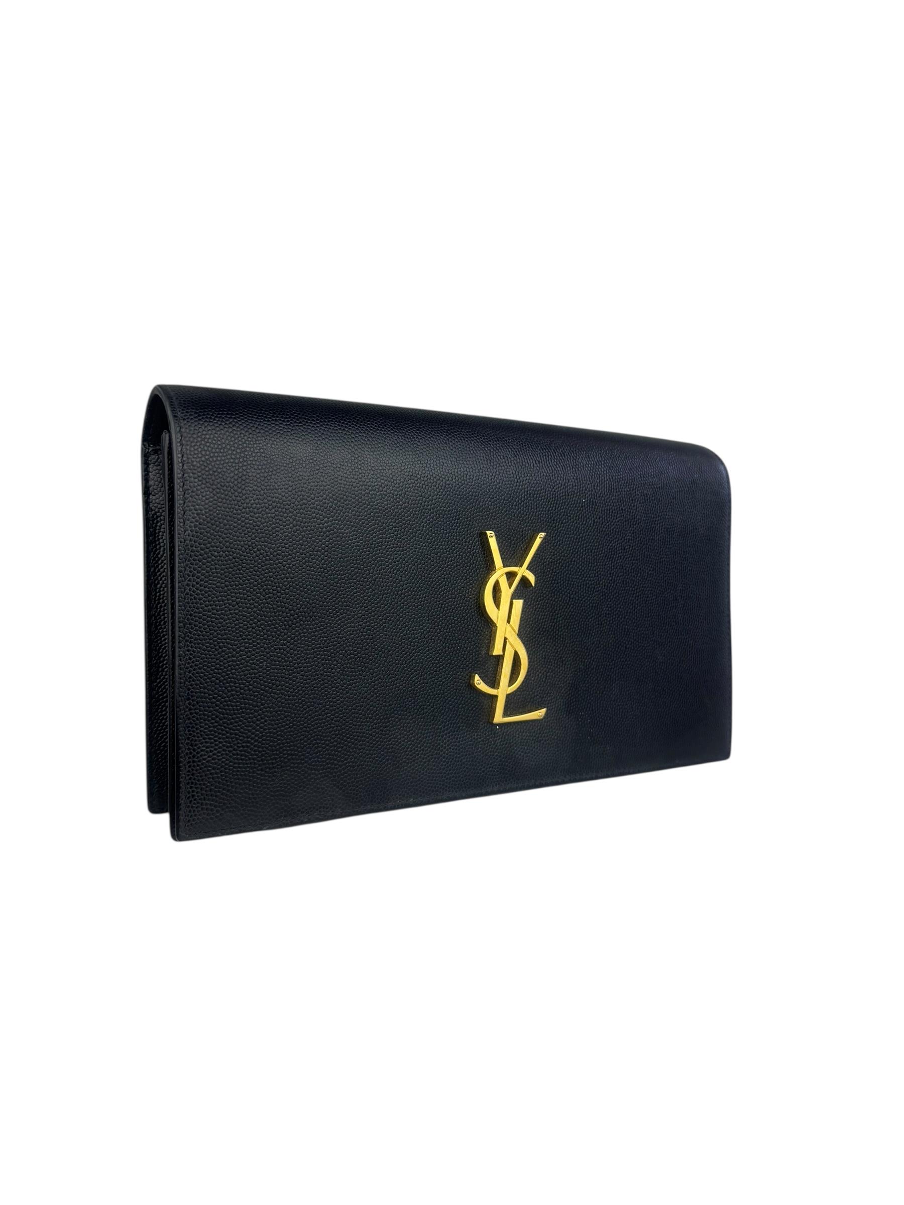 SAINT LAURENT BLACK LEATHER CLUTCH
