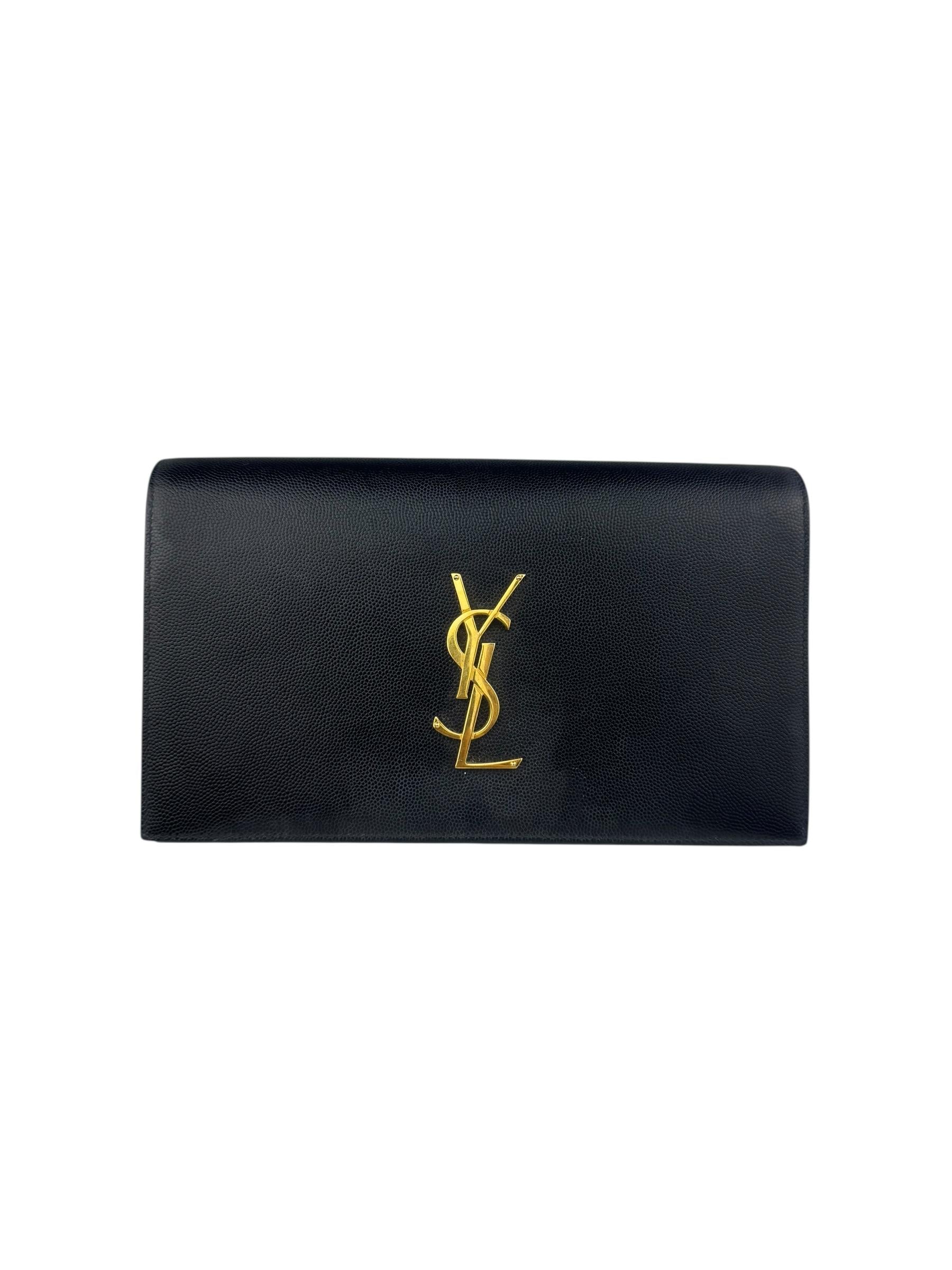 SAINT LAURENT BLACK LEATHER CLUTCH