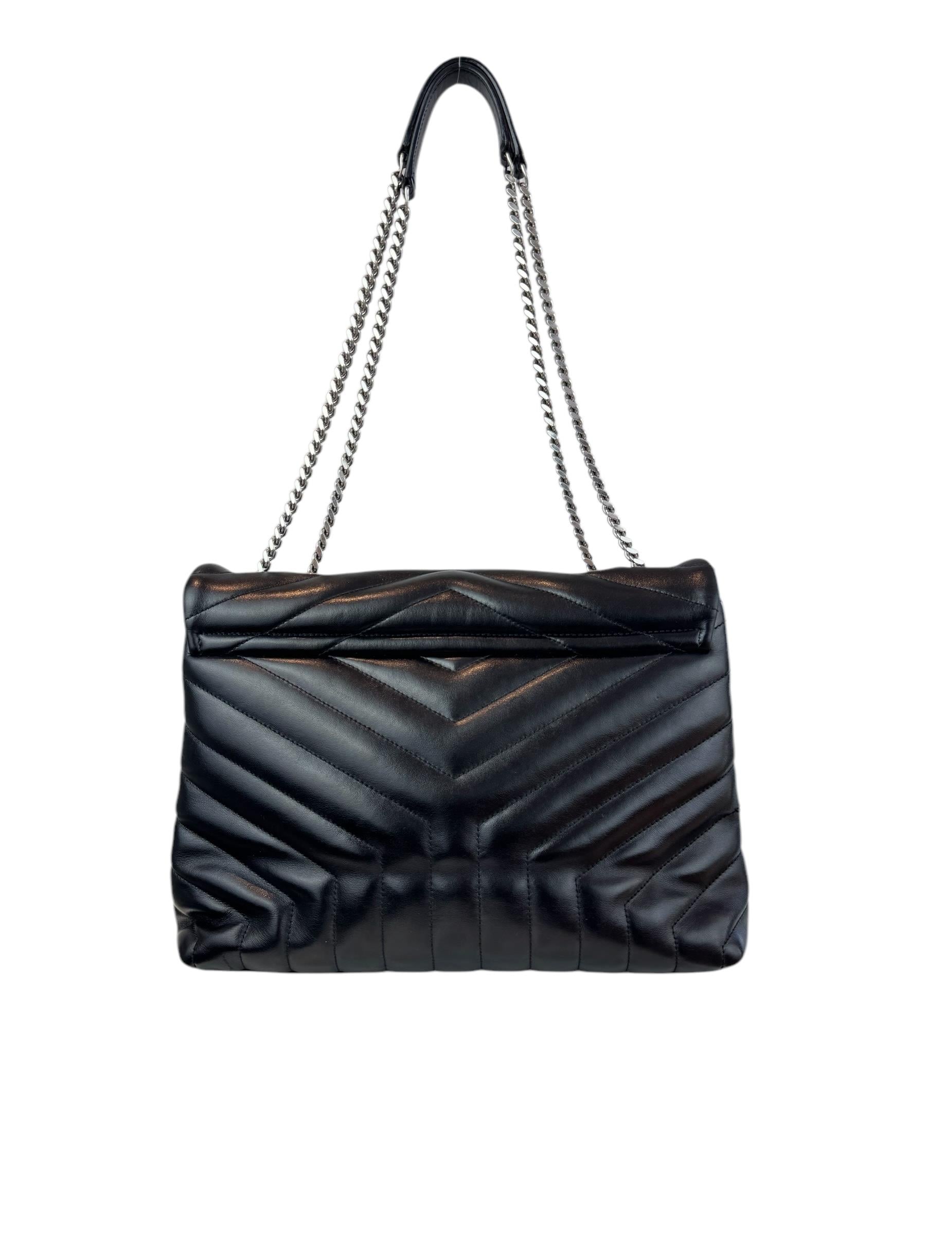 SAINT LAURENT BLACK LOU LOU SHOULDER BAG 