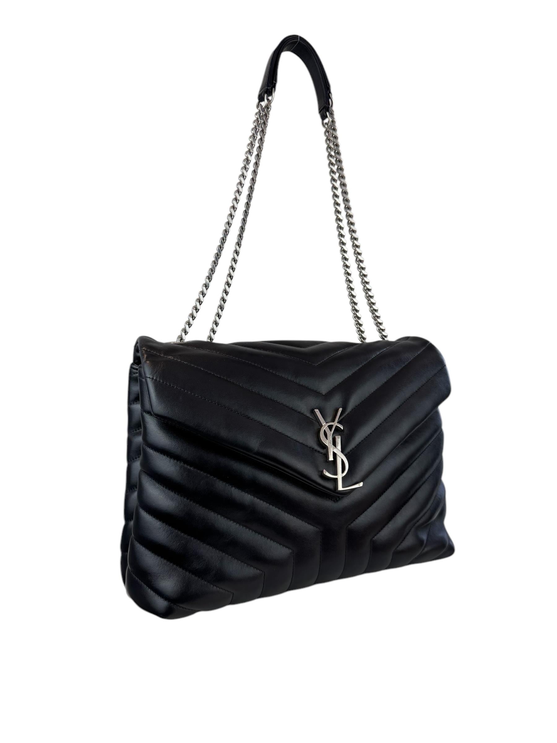 SAINT LAURENT BLACK LOU LOU SHOULDER BAG 