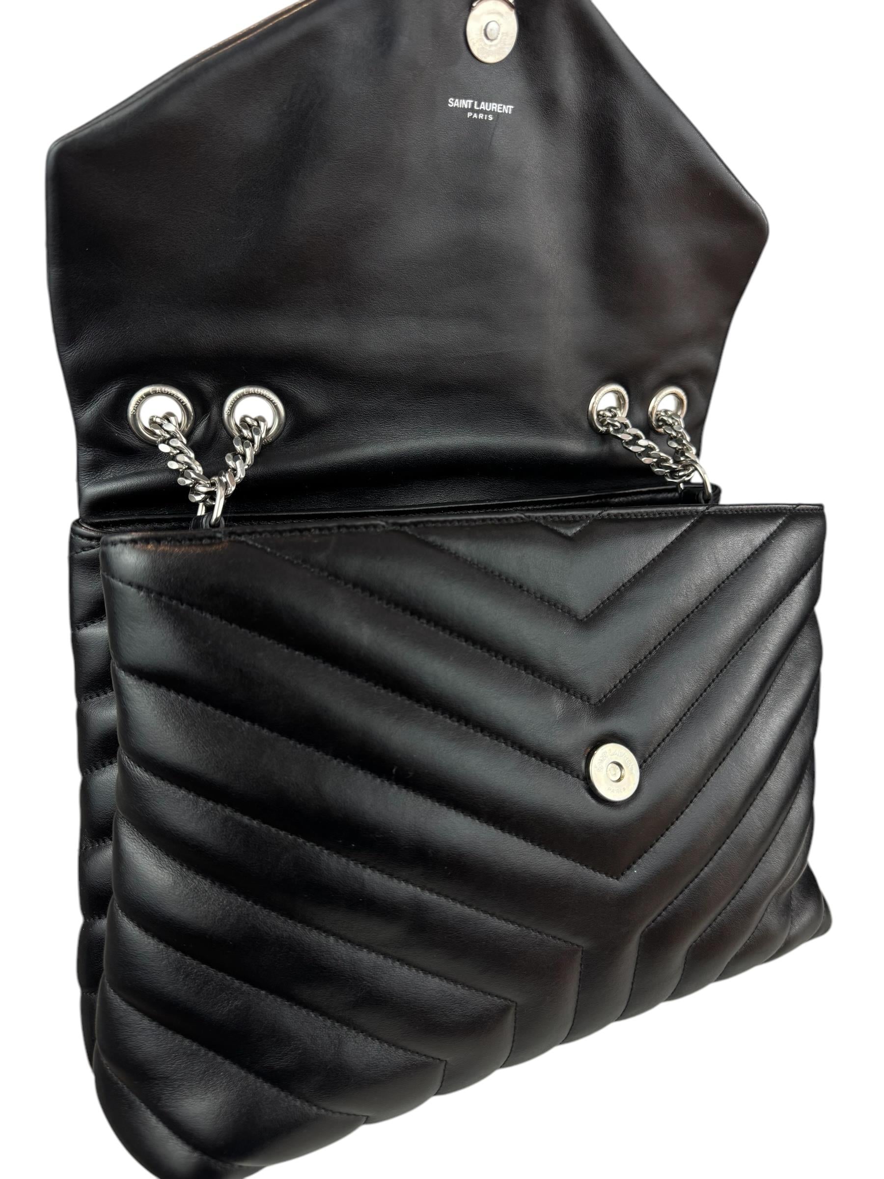 SAINT LAURENT BLACK LOU LOU SHOULDER BAG 