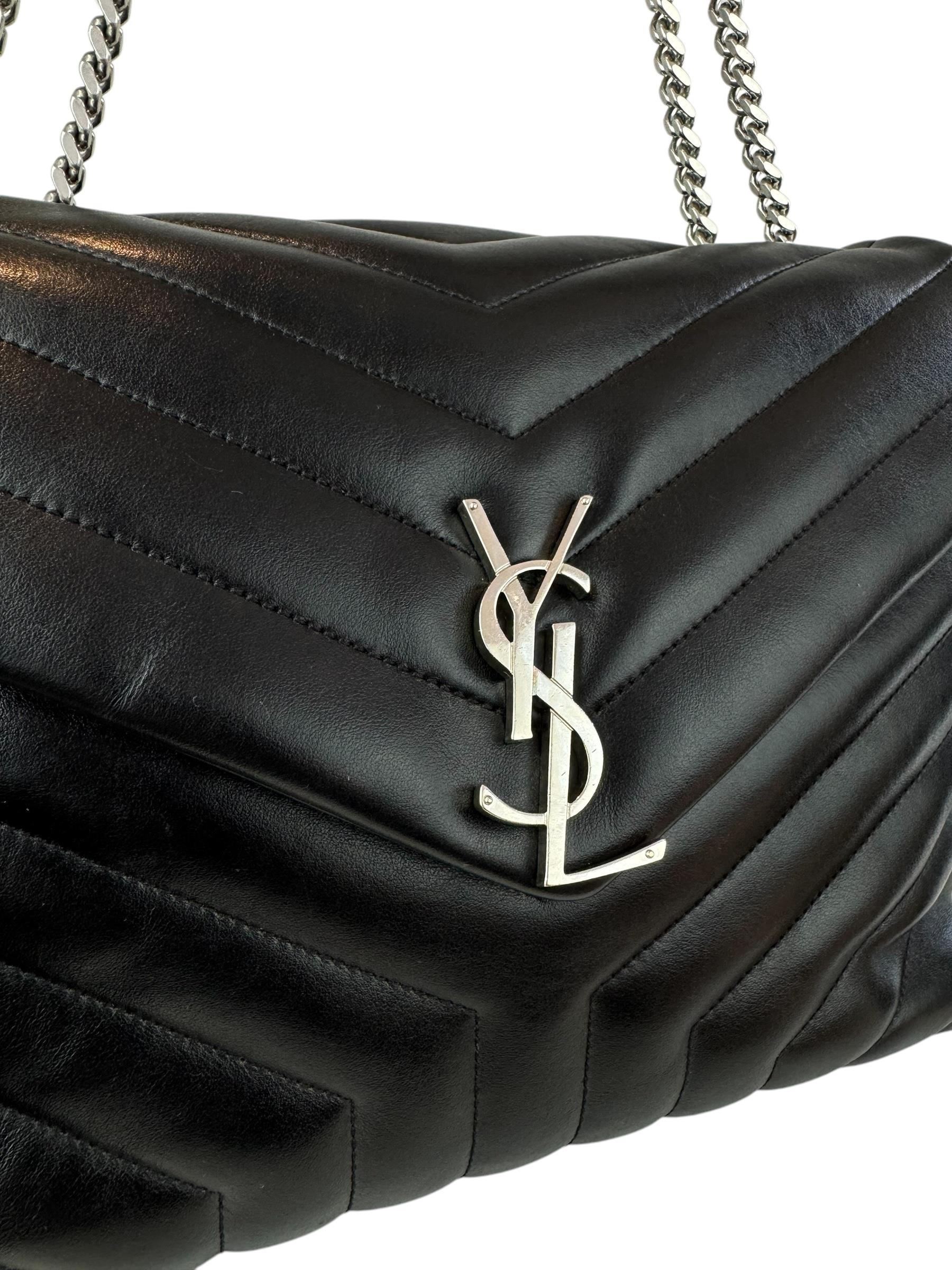 SAINT LAURENT BLACK LOU LOU SHOULDER BAG 