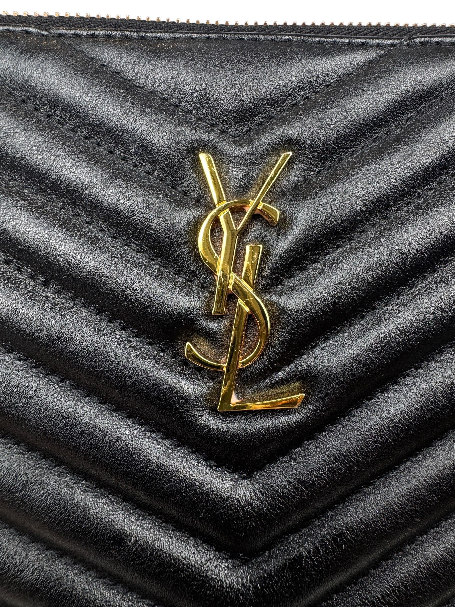 SAINT LAURENT BLACK MATELASSE CLUTCH