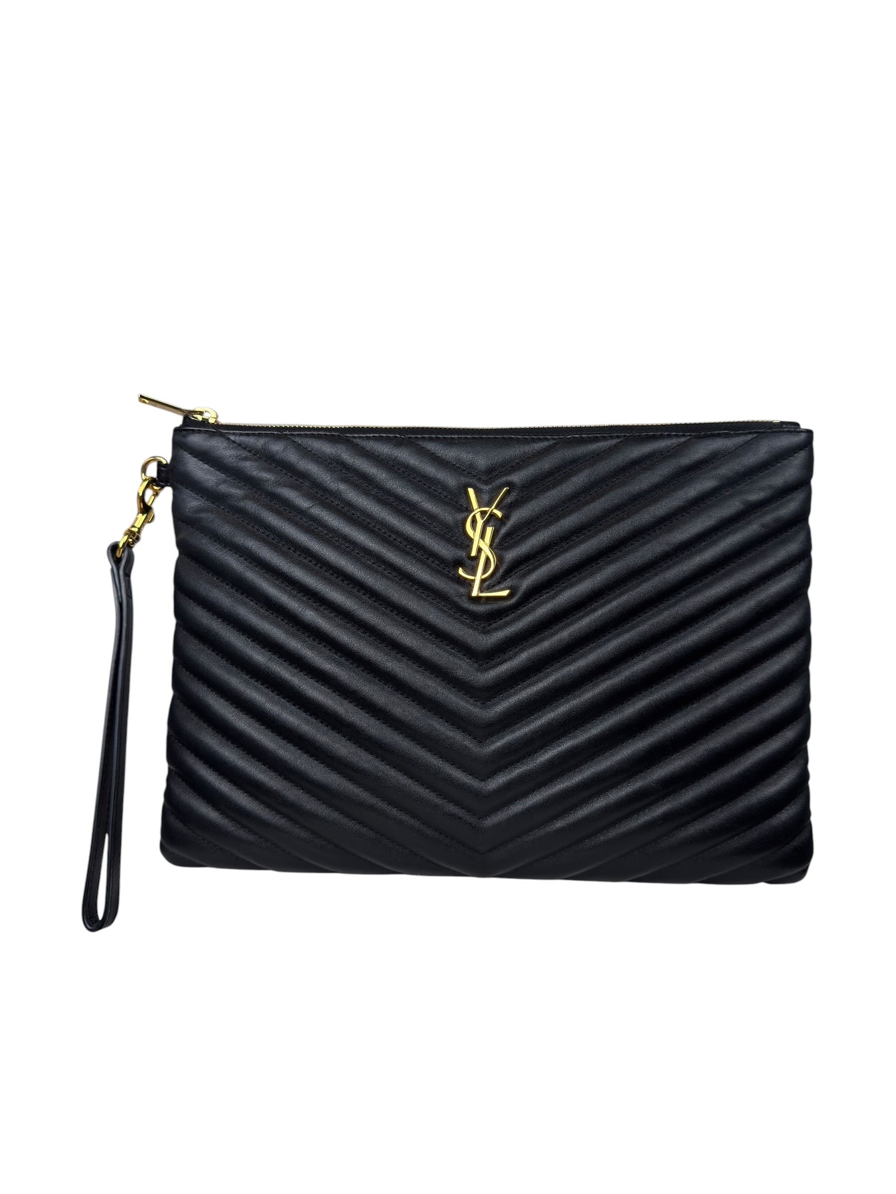 SAINT LAURENT BLACK MATELASSE CLUTCH
