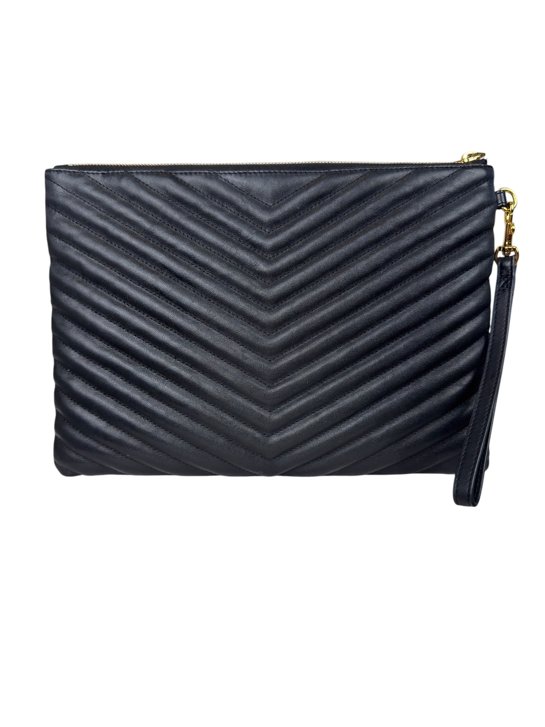 SAINT LAURENT BLACK MATELASSE CLUTCH