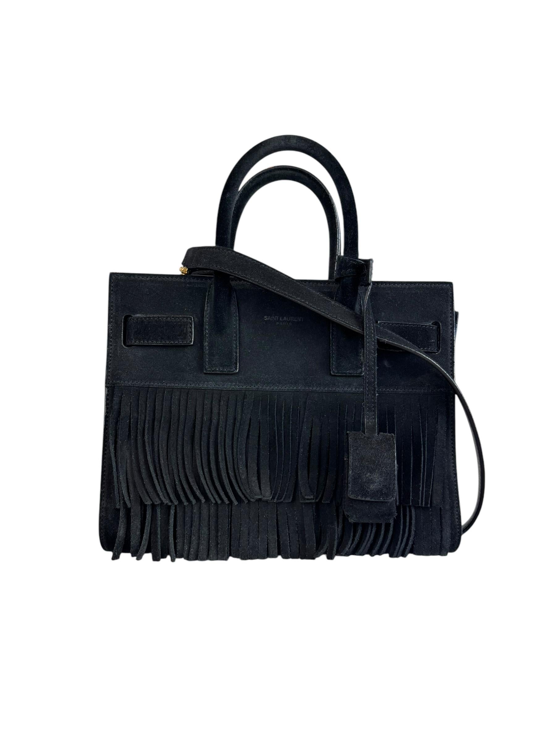 SAINT LAURENT BLACK SUEDE TOTE BAG