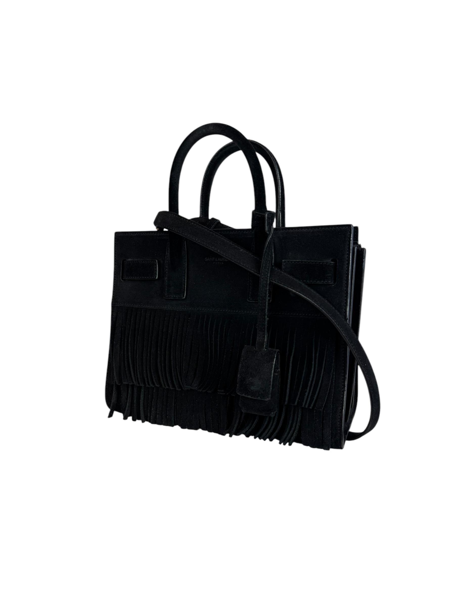 SAINT LAURENT BLACK SUEDE TOTE BAG